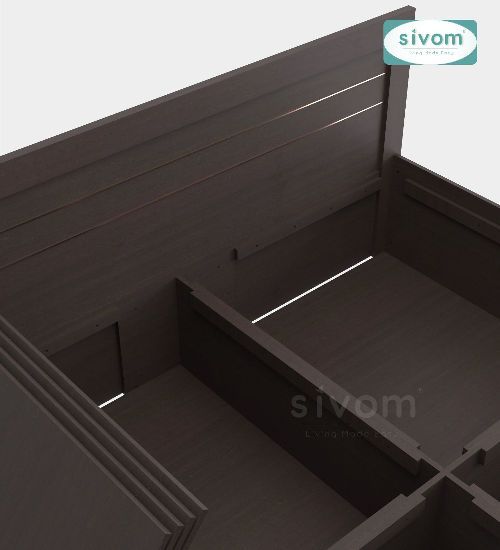 Sivom furniture SIVOM Scandi Bed with Storage Engineered Wood King Bed Engineered Wood King Bed (Delivery Condition - Knock Down)
