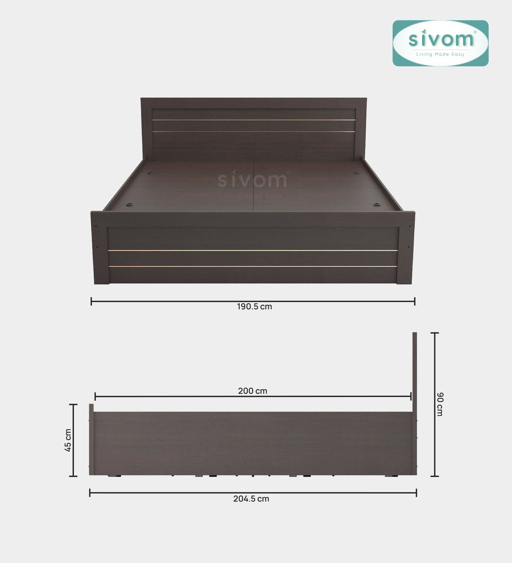 Sivom furniture SIVOM Scandi Bed with Storage Engineered Wood King Bed Engineered Wood King Bed (Delivery Condition - Knock Down)