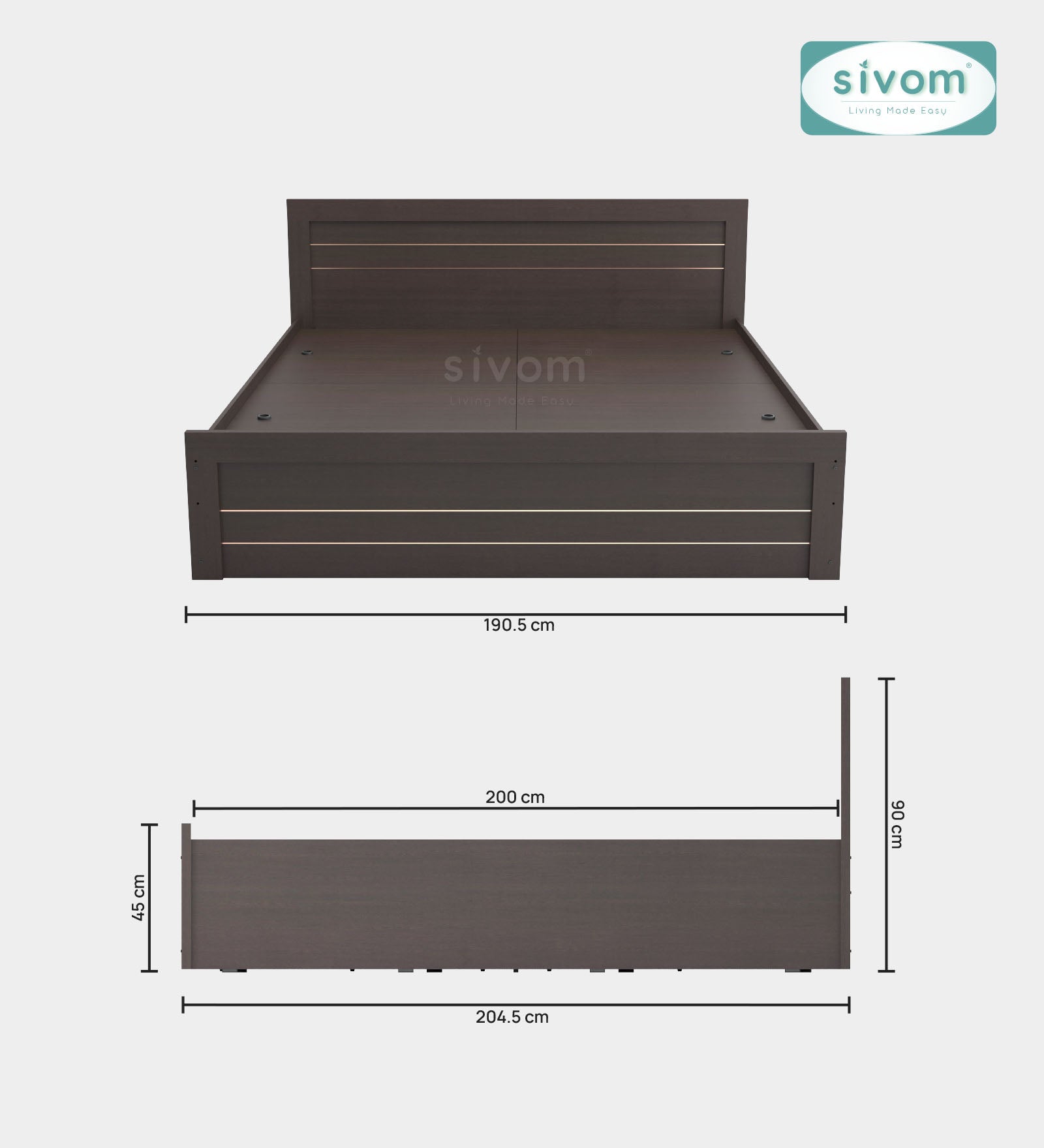 Sivom furniture SIVOM Scandi Bed with Storage Engineered Wood King Bed Engineered Wood King Bed (Delivery Condition - Knock Down)