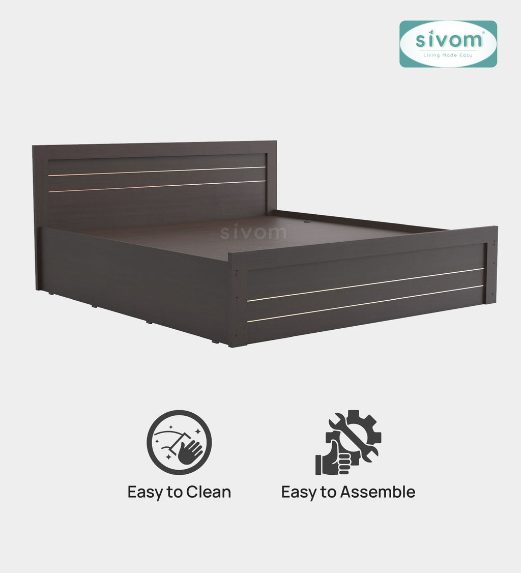 Sivom furniture SIVOM Scandi Bed with Storage Engineered Wood King Bed Engineered Wood King Bed (Delivery Condition - Knock Down)