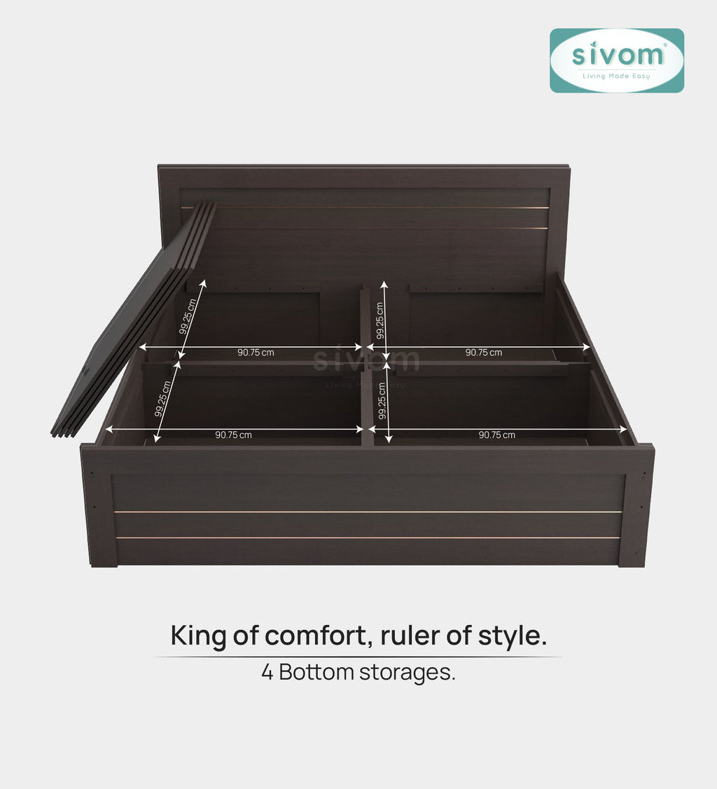 Sivom furniture SIVOM Scandi Bed with Storage Engineered Wood King Bed Engineered Wood King Bed (Delivery Condition - Knock Down)