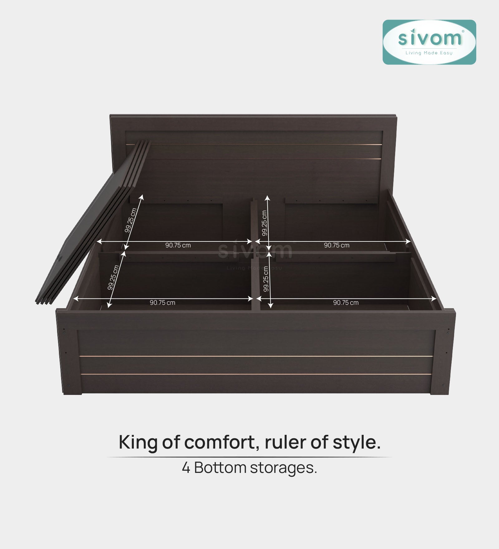 Sivom furniture SIVOM Scandi Bed with Storage Engineered Wood King Bed Engineered Wood King Bed (Delivery Condition - Knock Down)