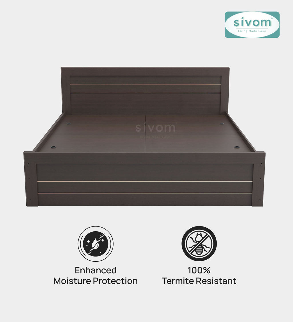 Sivom furniture SIVOM Scandi Bed with Storage Engineered Wood King Bed Engineered Wood King Bed (Delivery Condition - Knock Down)