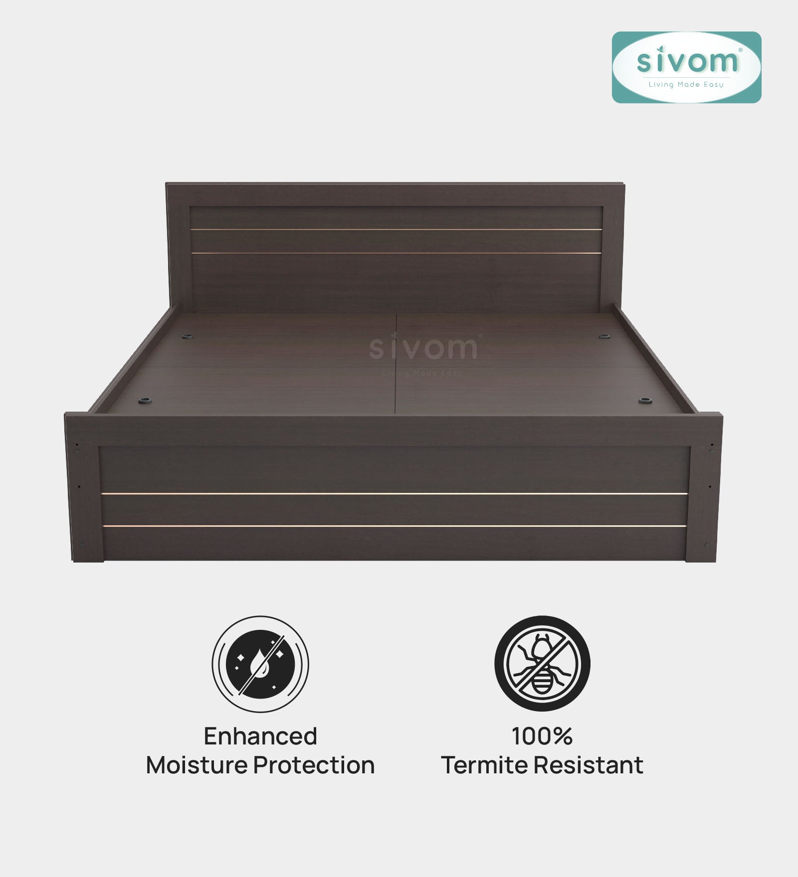 Sivom furniture SIVOM Scandi Bed with Storage Engineered Wood King Bed Engineered Wood King Bed (Delivery Condition - Knock Down)