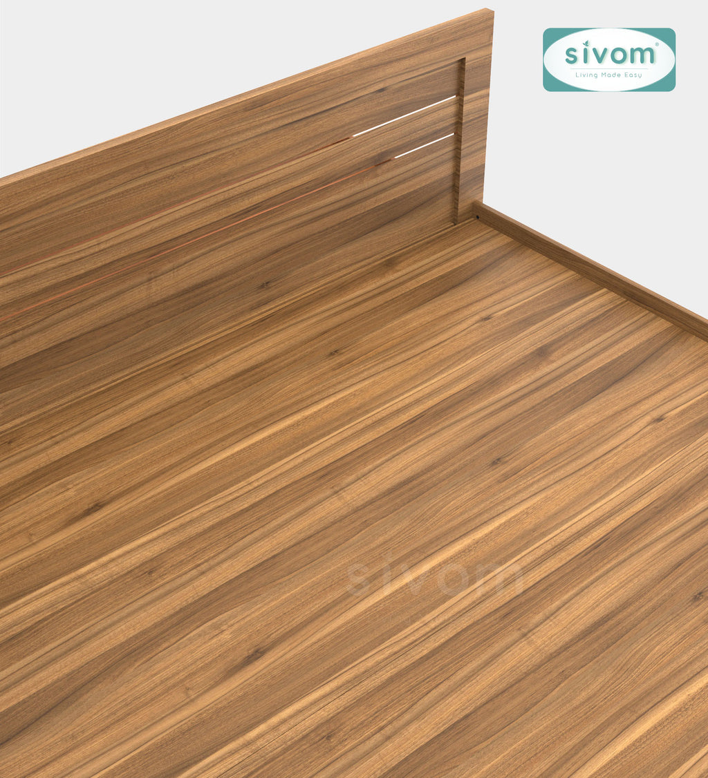 Sivom SIVOM Scandi Box Bed without Storage Engineered Wood King Bed for Modern Homes | Elegant Design & Premium Finish