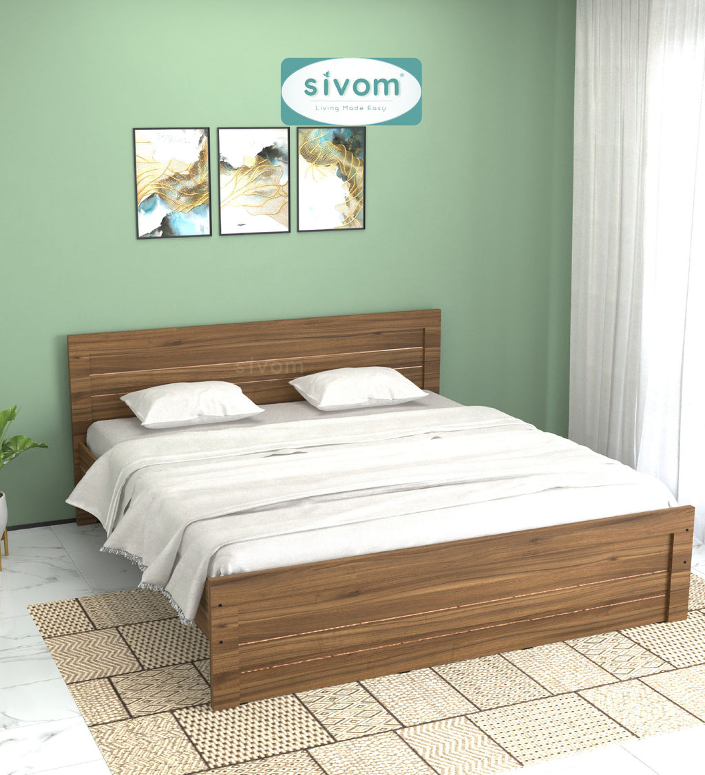 Sivom SIVOM Scandi Box Bed without Storage Engineered Wood King Bed for Modern Homes | Elegant Design & Premium Finish