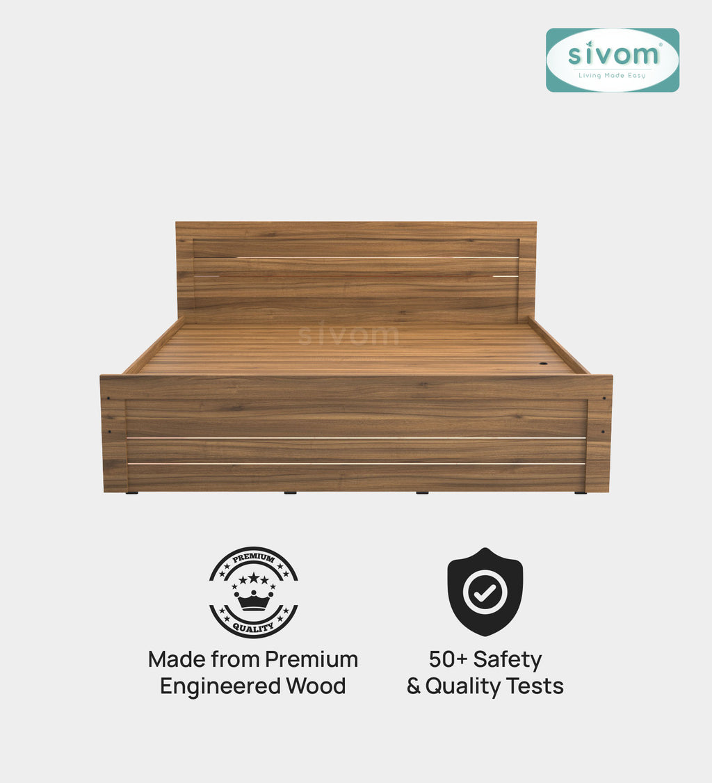Sivom SIVOM Scandi Box Bed without Storage Engineered Wood King Bed for Modern Homes | Elegant Design & Premium Finish