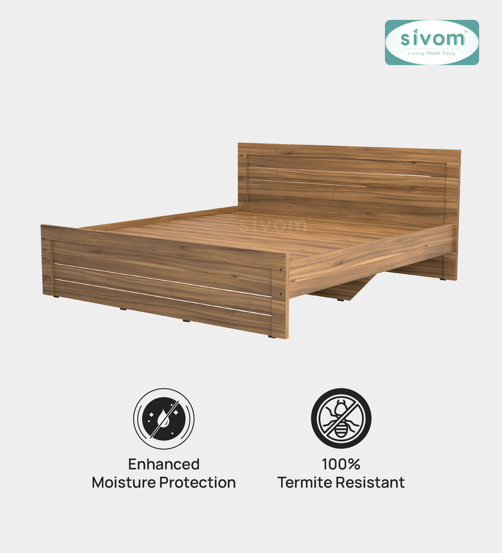 Sivom SIVOM Scandi Box Bed without Storage Engineered Wood King Bed for Modern Homes | Elegant Design & Premium Finish