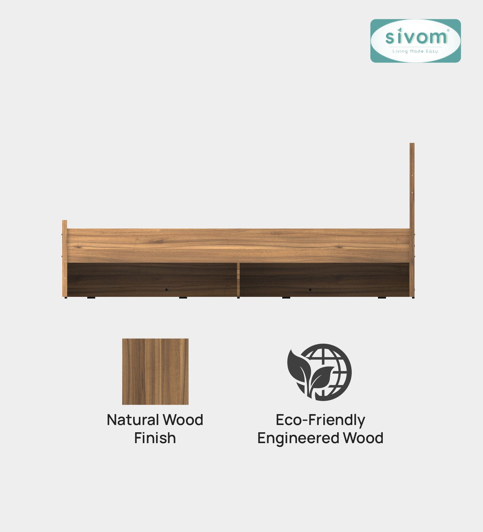 Sivom SIVOM Scandi Box Bed without Storage Engineered Wood King Bed for Modern Homes | Elegant Design & Premium Finish