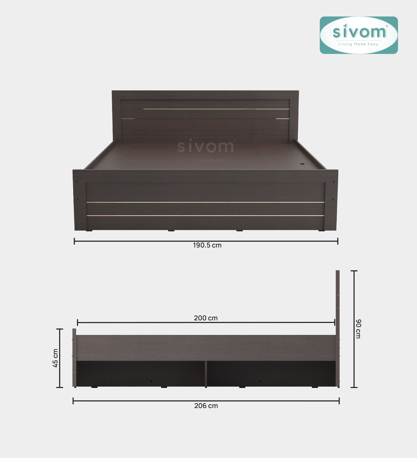 Sivom SIVOM Scandi Box Bed without Storage Engineered Wood King Bed for Modern Homes | Elegant Design & Premium Finish