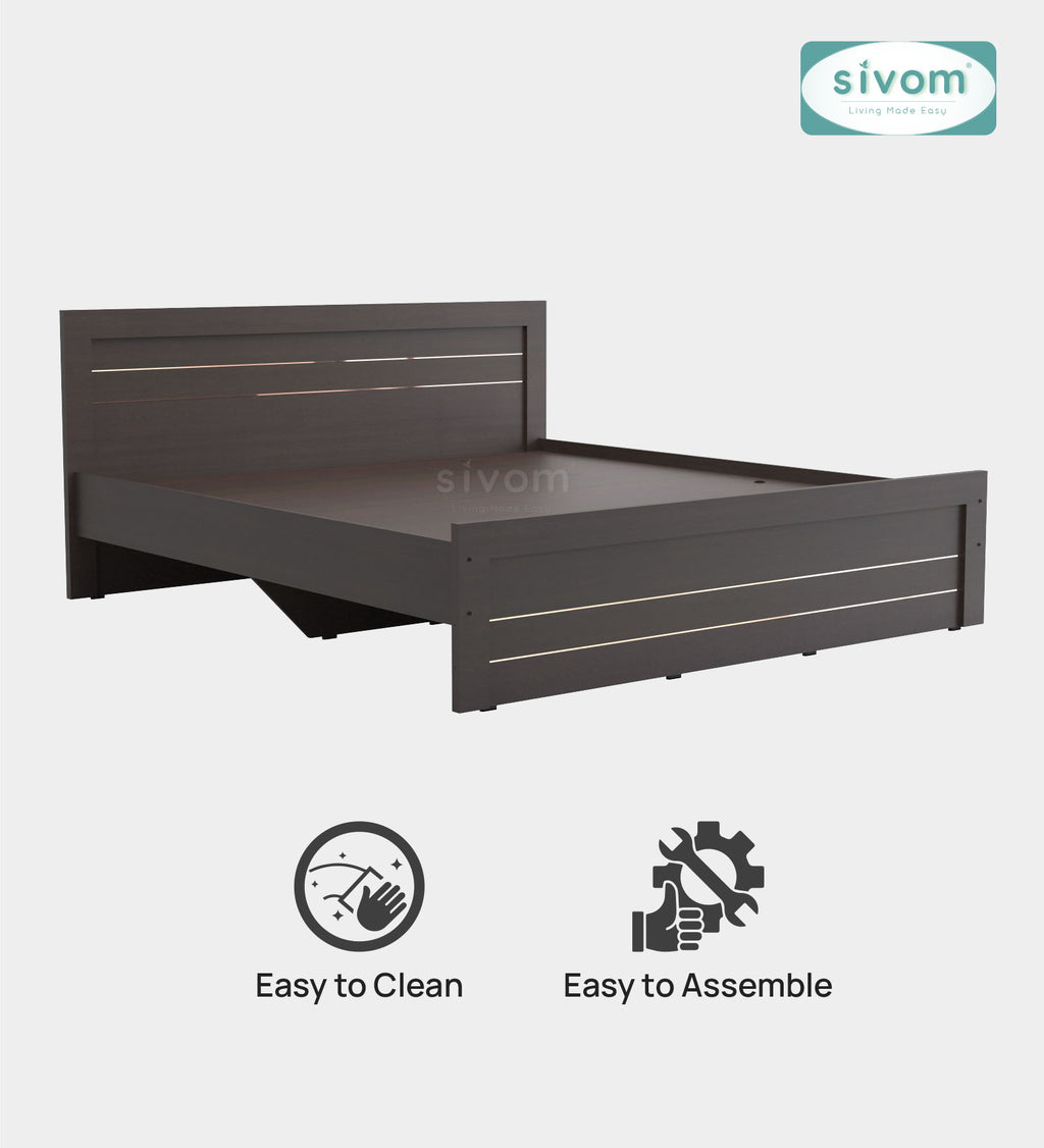 Sivom SIVOM Scandi Box Bed without Storage Engineered Wood King Bed for Modern Homes | Elegant Design & Premium Finish