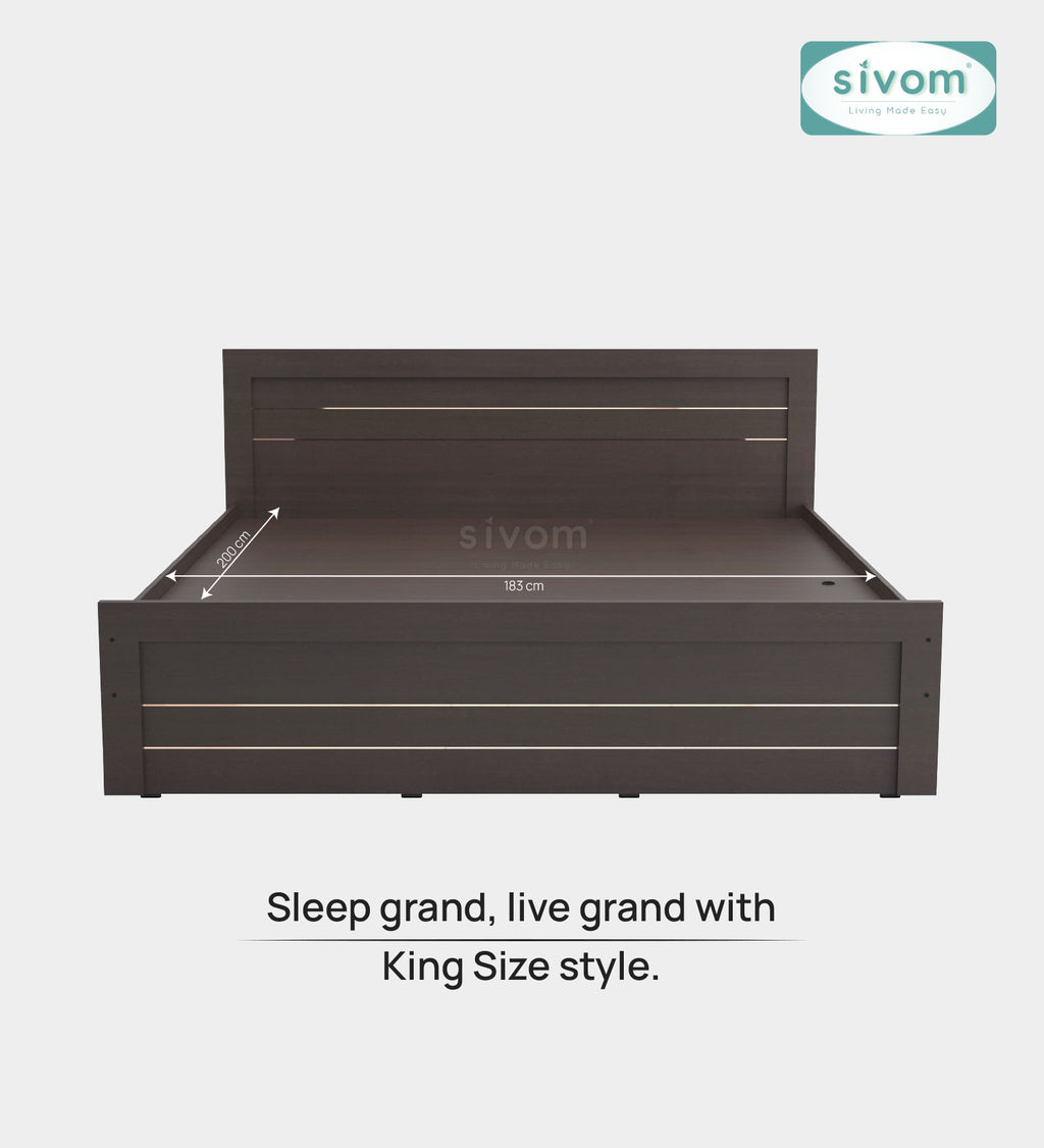 Sivom SIVOM Scandi Box Bed without Storage Engineered Wood King Bed for Modern Homes | Elegant Design & Premium Finish