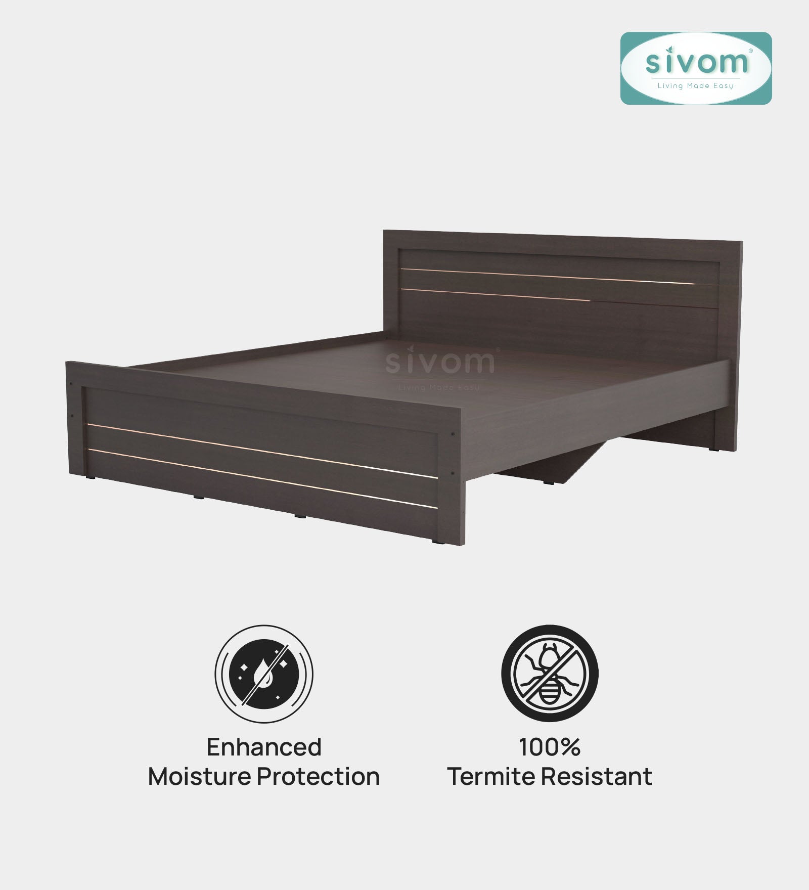 Sivom SIVOM Scandi Box Bed without Storage Engineered Wood King Bed for Modern Homes | Elegant Design & Premium Finish