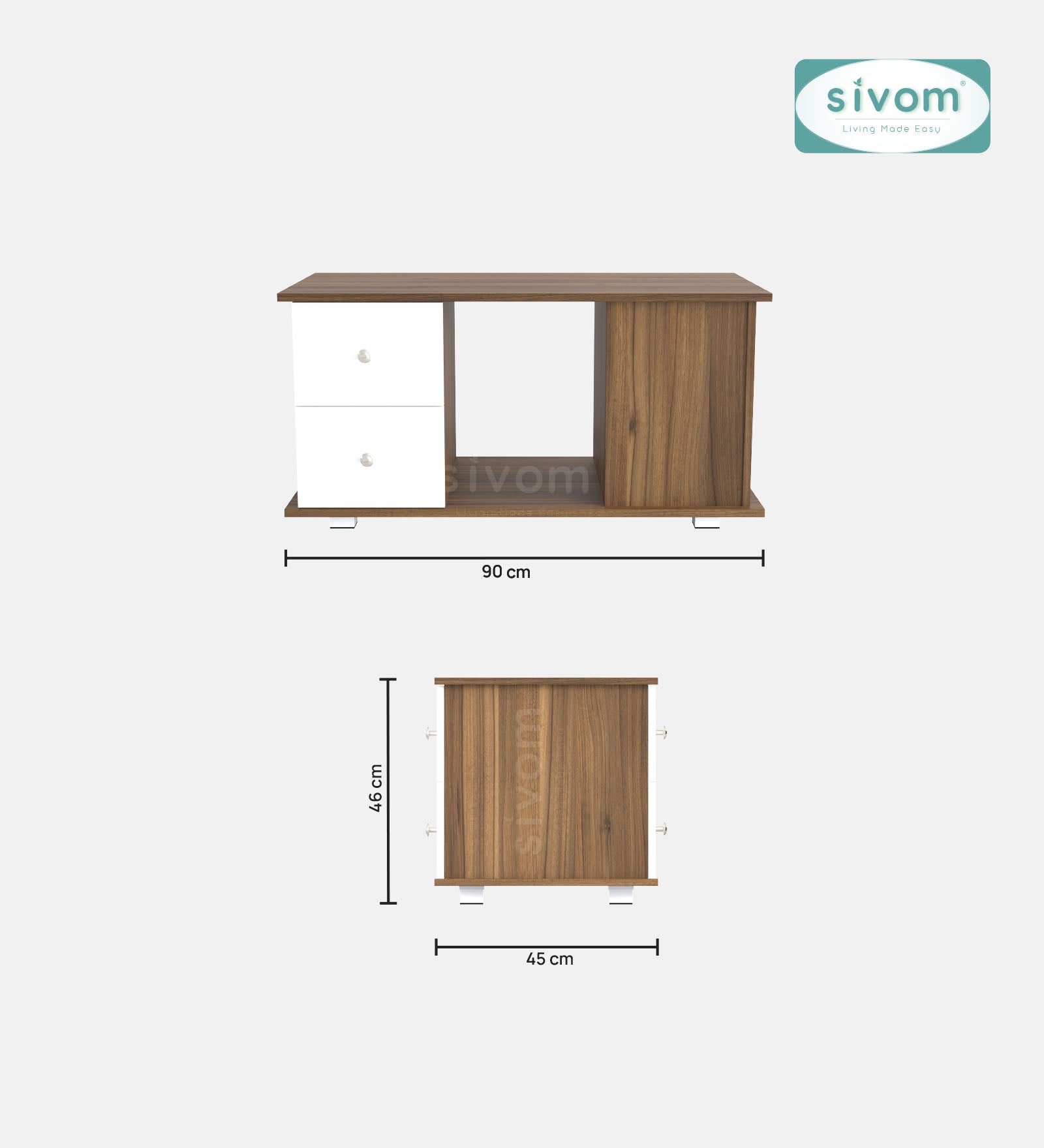 SIVOM Scarf Multipurpose Centre Table / Engineered Wood Coffee Table for Modern Homes | Elegant Design & Premium Finish