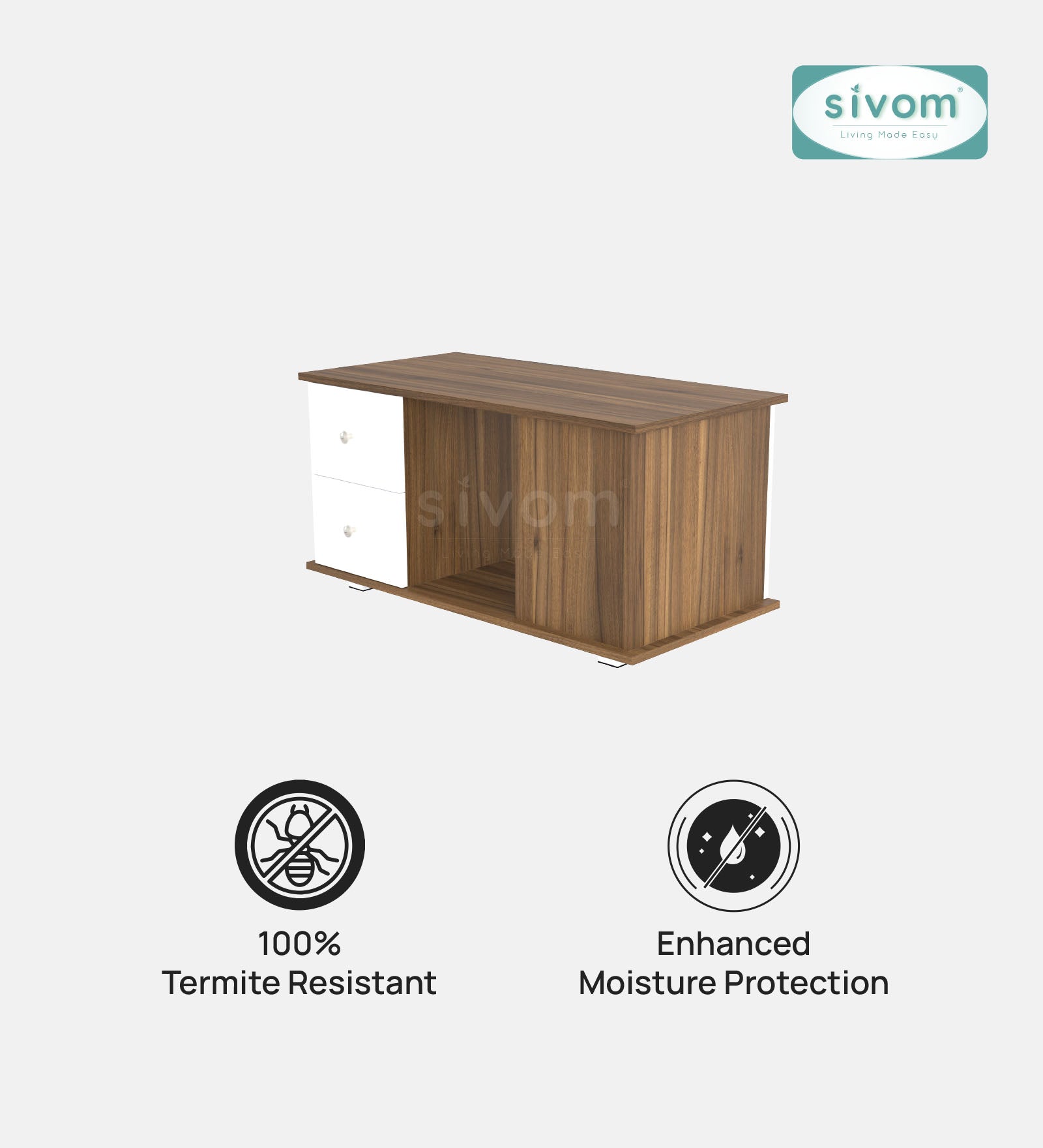 SIVOM Scarf Multipurpose Centre Table / Engineered Wood Coffee Table for Modern Homes | Elegant Design & Premium Finish