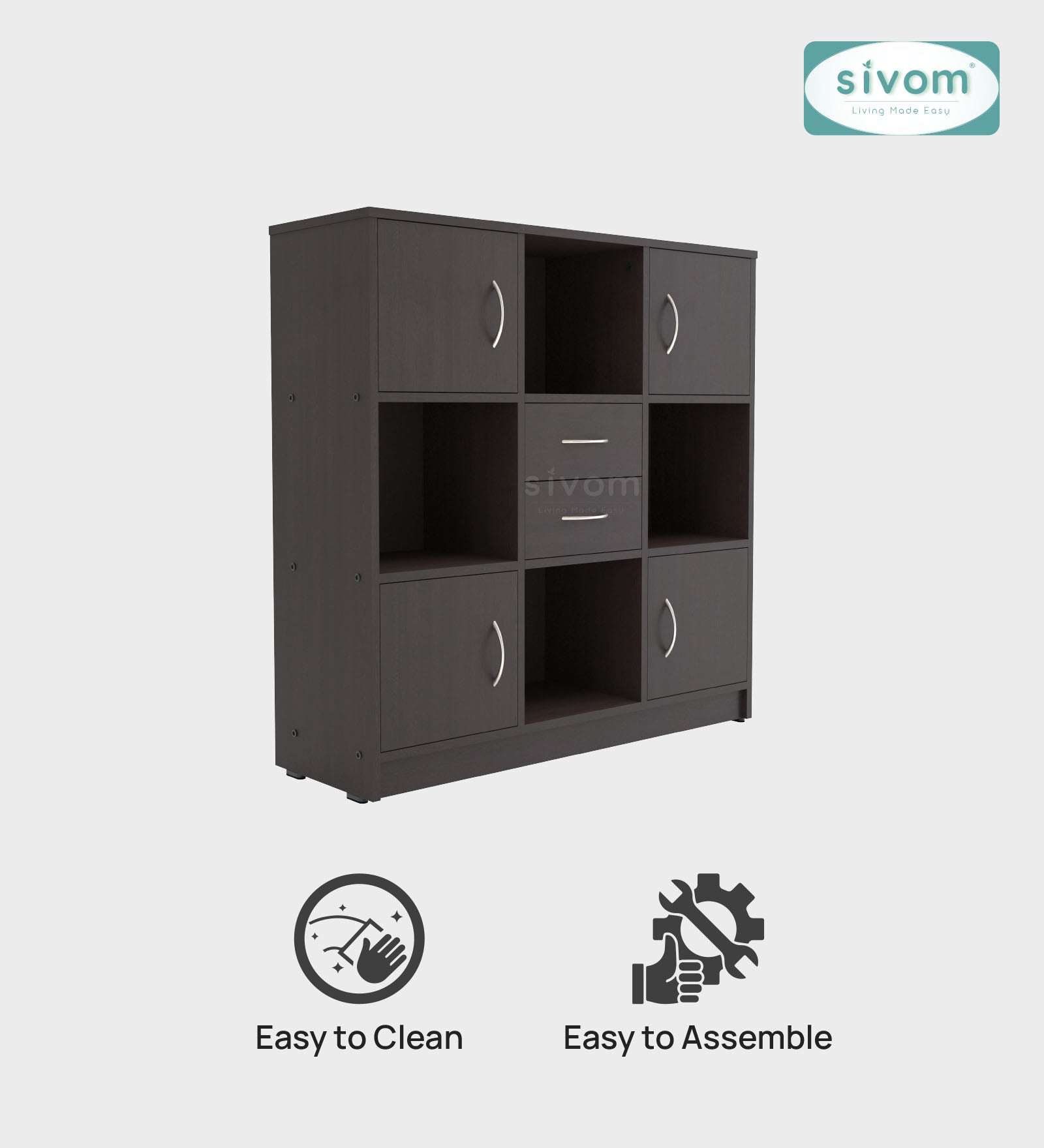 Sivom SIVOM Settle Multipurpose Storage Unit/ Engineered Wood Free Standing Cabinet for Modern Homes | Elegant Design & Premium Finish