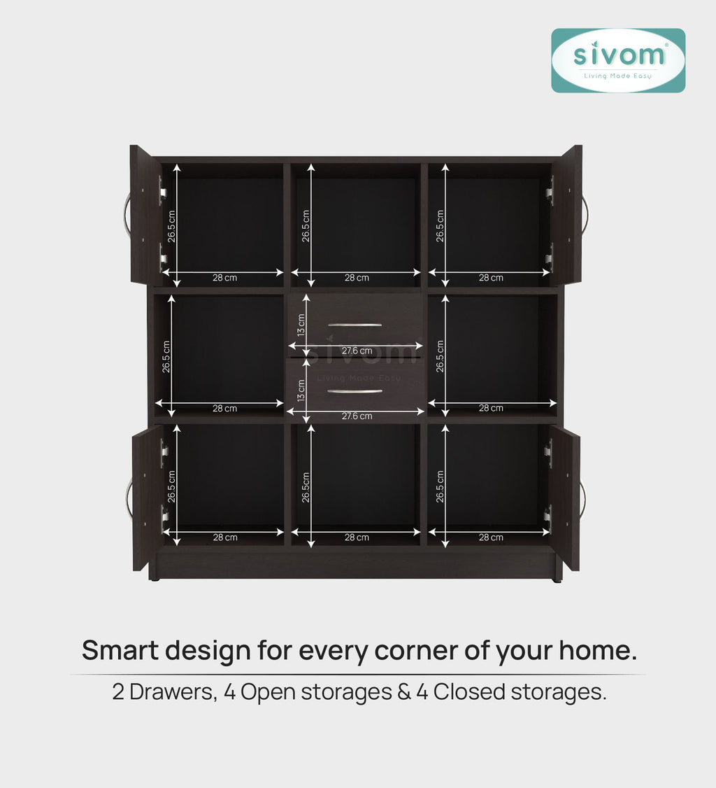 Sivom SIVOM Settle Multipurpose Storage Unit/ Engineered Wood Free Standing Cabinet for Modern Homes | Elegant Design & Premium Finish