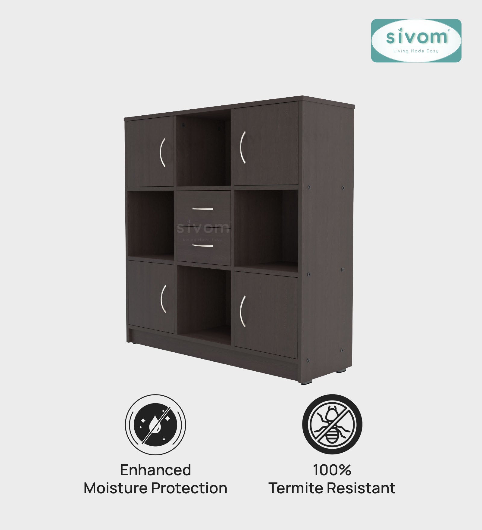 Sivom SIVOM Settle Multipurpose Storage Unit/ Engineered Wood Free Standing Cabinet for Modern Homes | Elegant Design & Premium Finish