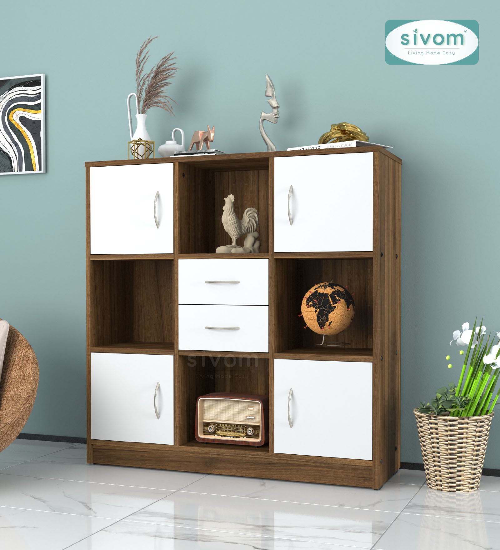 Sivom SIVOM Settle Multipurpose Storage Unit/ Engineered Wood Free Standing Cabinet for Modern Homes | Elegant Design & Premium Finish