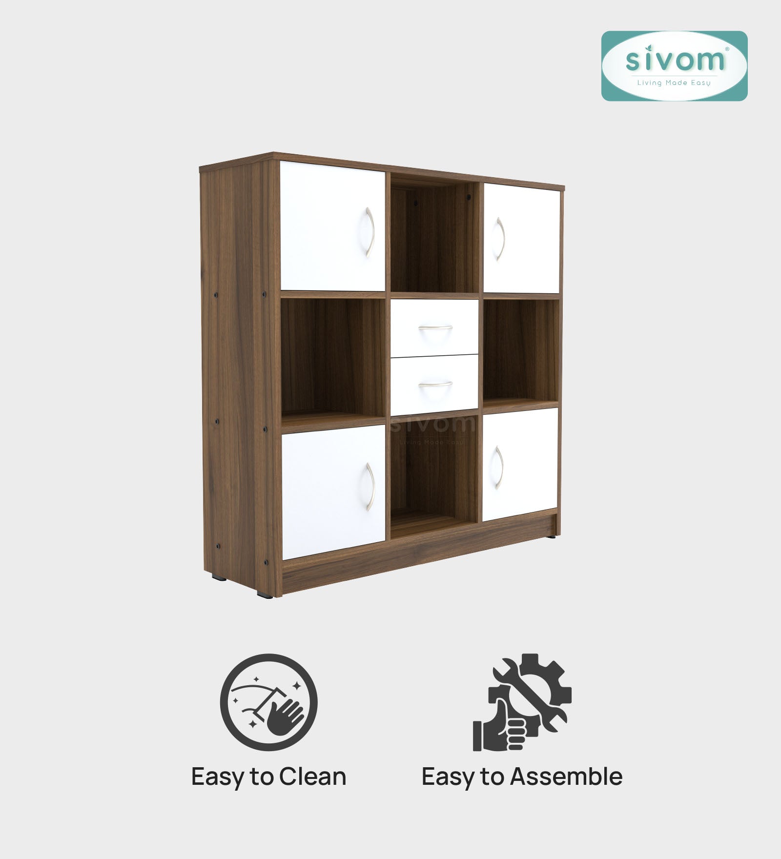 Sivom SIVOM Settle Multipurpose Storage Unit/ Engineered Wood Free Standing Cabinet for Modern Homes | Elegant Design & Premium Finish