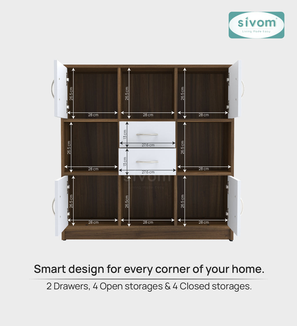 Sivom SIVOM Settle Multipurpose Storage Unit/ Engineered Wood Free Standing Cabinet for Modern Homes | Elegant Design & Premium Finish