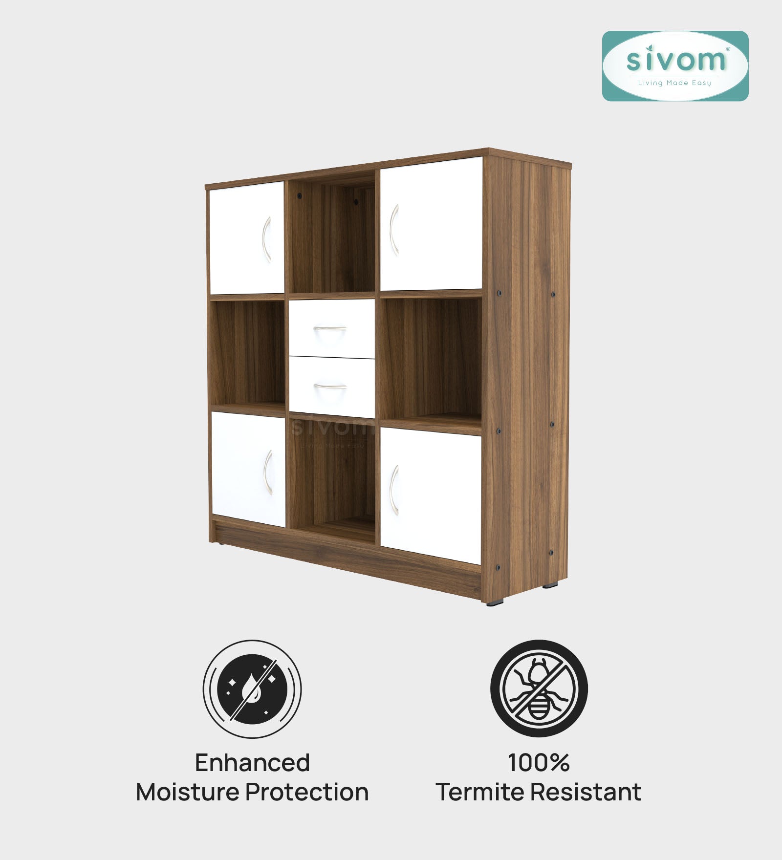 Sivom SIVOM Settle Multipurpose Storage Unit/ Engineered Wood Free Standing Cabinet for Modern Homes | Elegant Design & Premium Finish