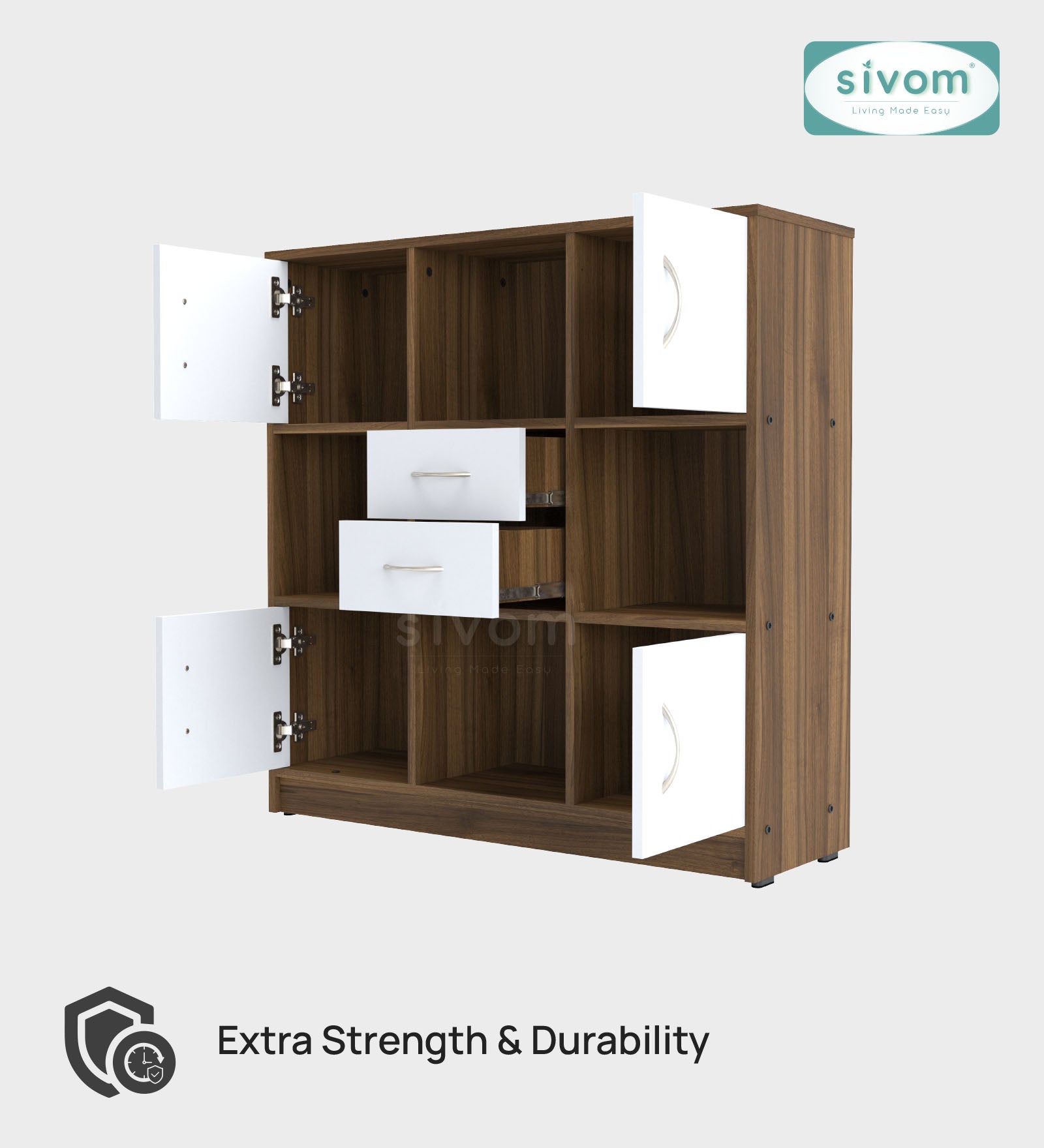 Sivom SIVOM Settle Multipurpose Storage Unit/ Engineered Wood Free Standing Cabinet for Modern Homes | Elegant Design & Premium Finish