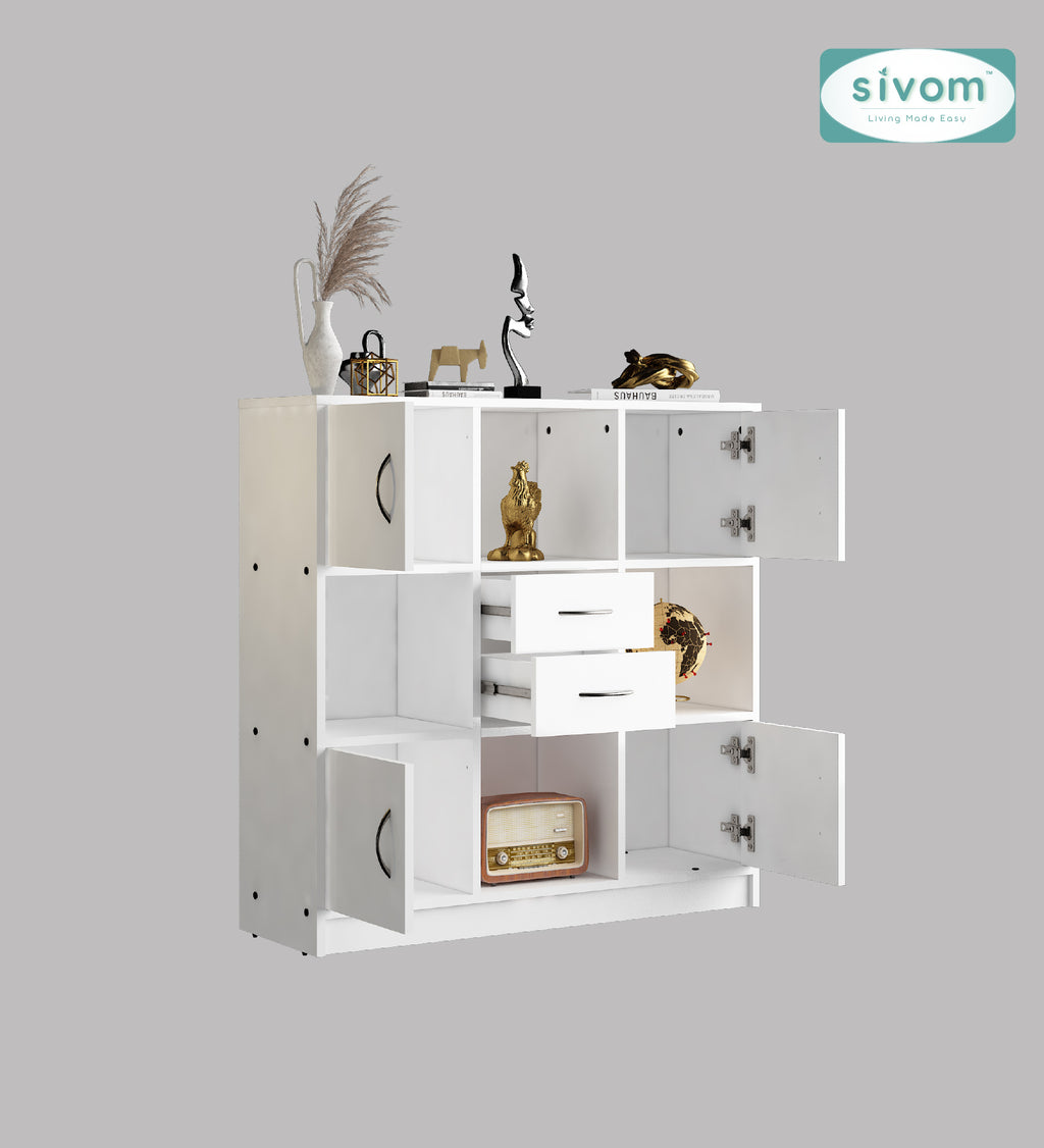 Sivom SIVOM Settle Multipurpose Storage Unit/ Engineered Wood Free Standing Cabinet for Modern Homes | Elegant Design & Premium Finish