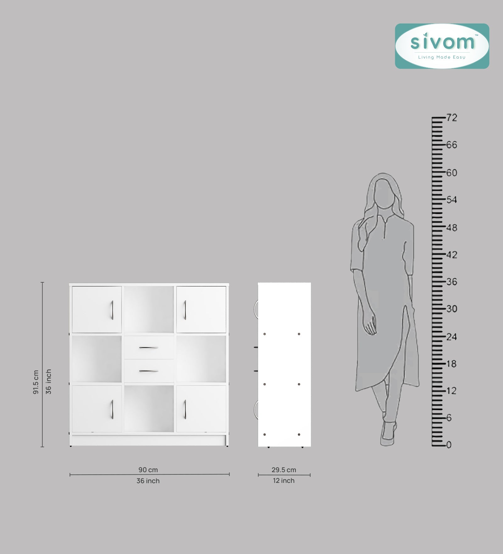 Sivom SIVOM Settle Multipurpose Storage Unit/ Engineered Wood Free Standing Cabinet for Modern Homes | Elegant Design & Premium Finish