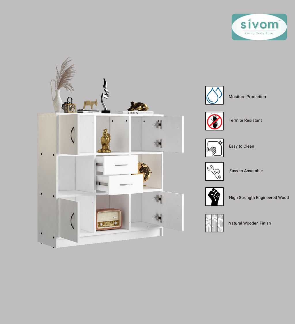 Sivom SIVOM Settle Multipurpose Storage Unit/ Engineered Wood Free Standing Cabinet for Modern Homes | Elegant Design & Premium Finish
