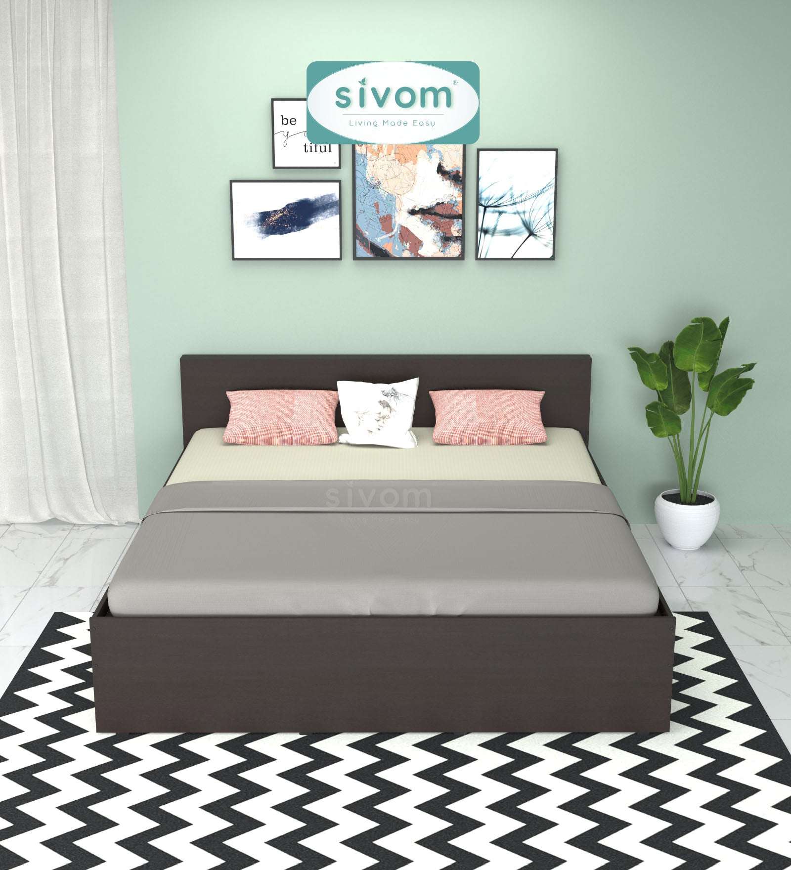 Sivom furniture SIVOM Sleepy Bed with Storage Engineered Wood King Bed Engineered Wood King Bed (Delivery Condition - Knock Down)