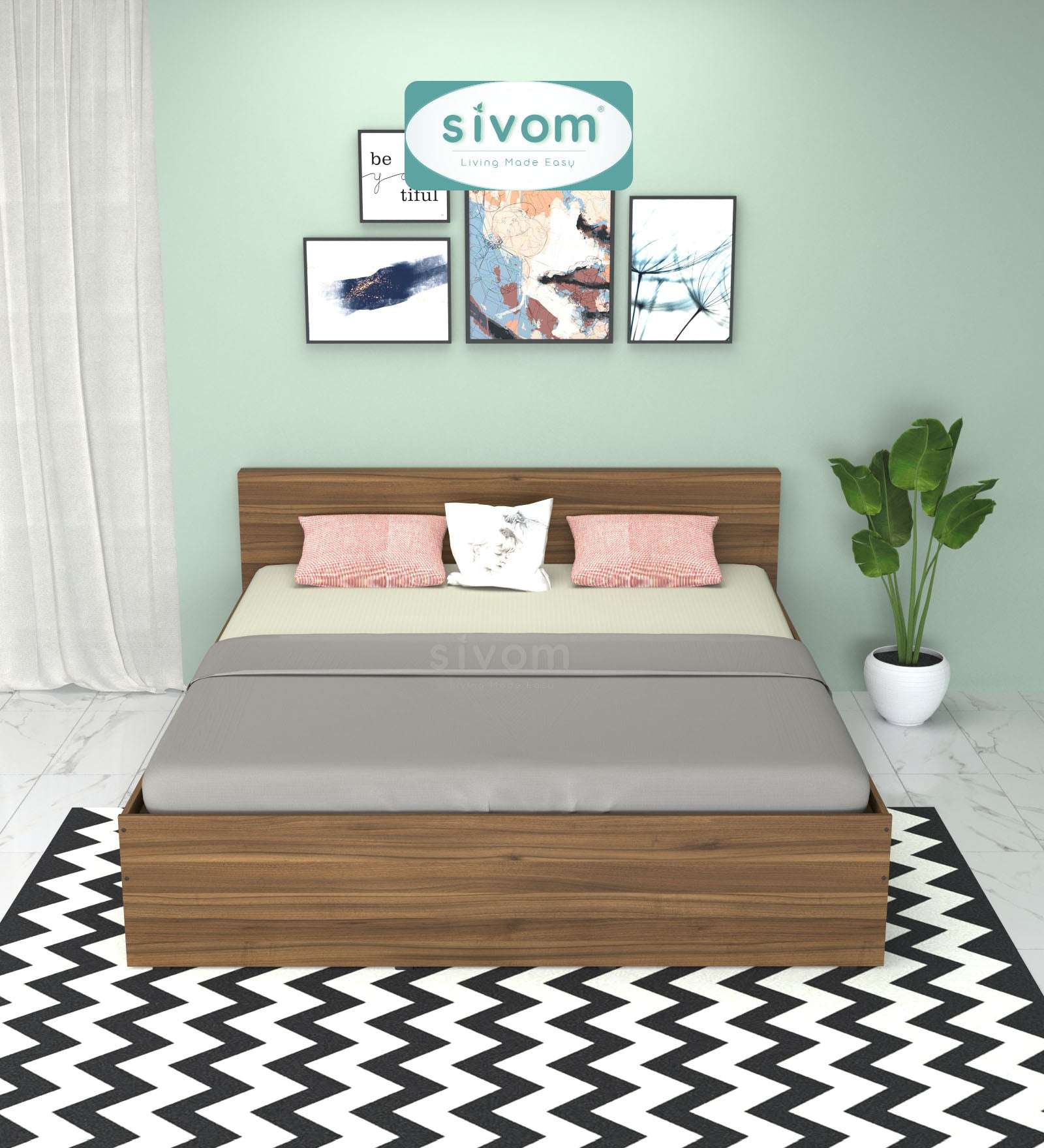 Sivom furniture SIVOM Sleepy Bed with Storage Engineered Wood King Bed Engineered Wood King Bed (Delivery Condition - Knock Down)