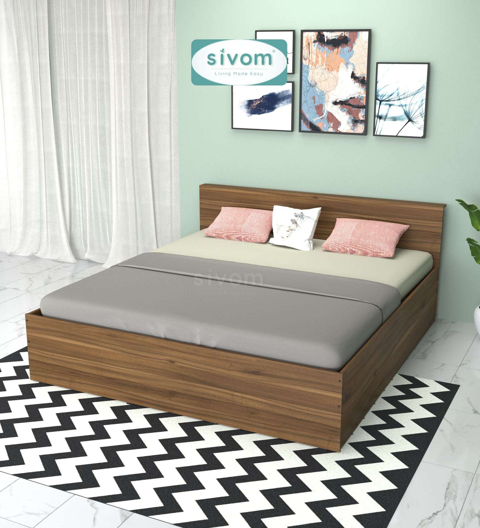 Sivom furniture SIVOM Sleepy Bed with Storage Engineered Wood King Bed Engineered Wood King Bed (Delivery Condition - Knock Down)
