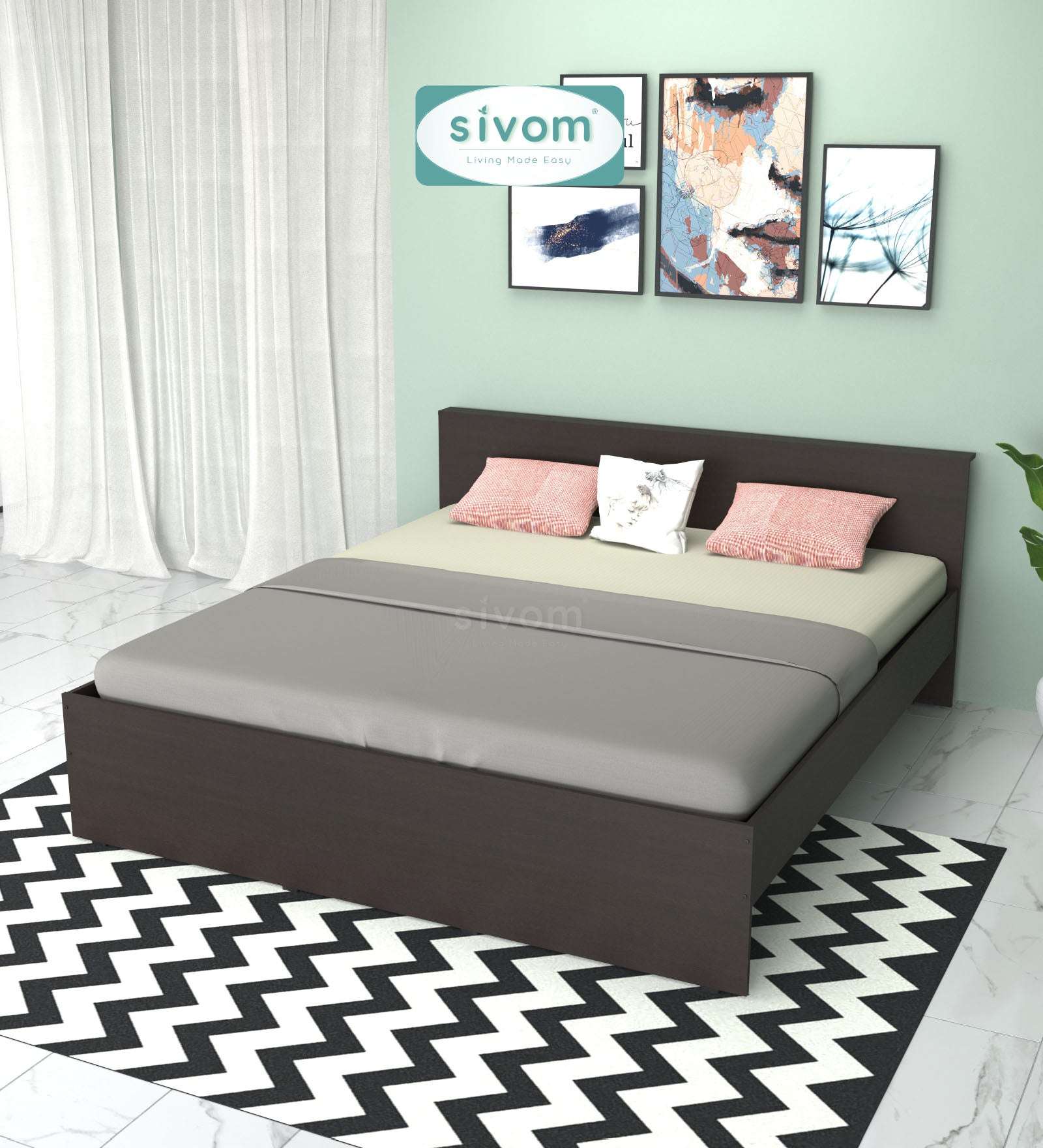 Sivom SIVOM Sleepy Bed without Storage Engineered Wood King Bed Engineered Wood King Bed (Delivery Condition - Knock Down)