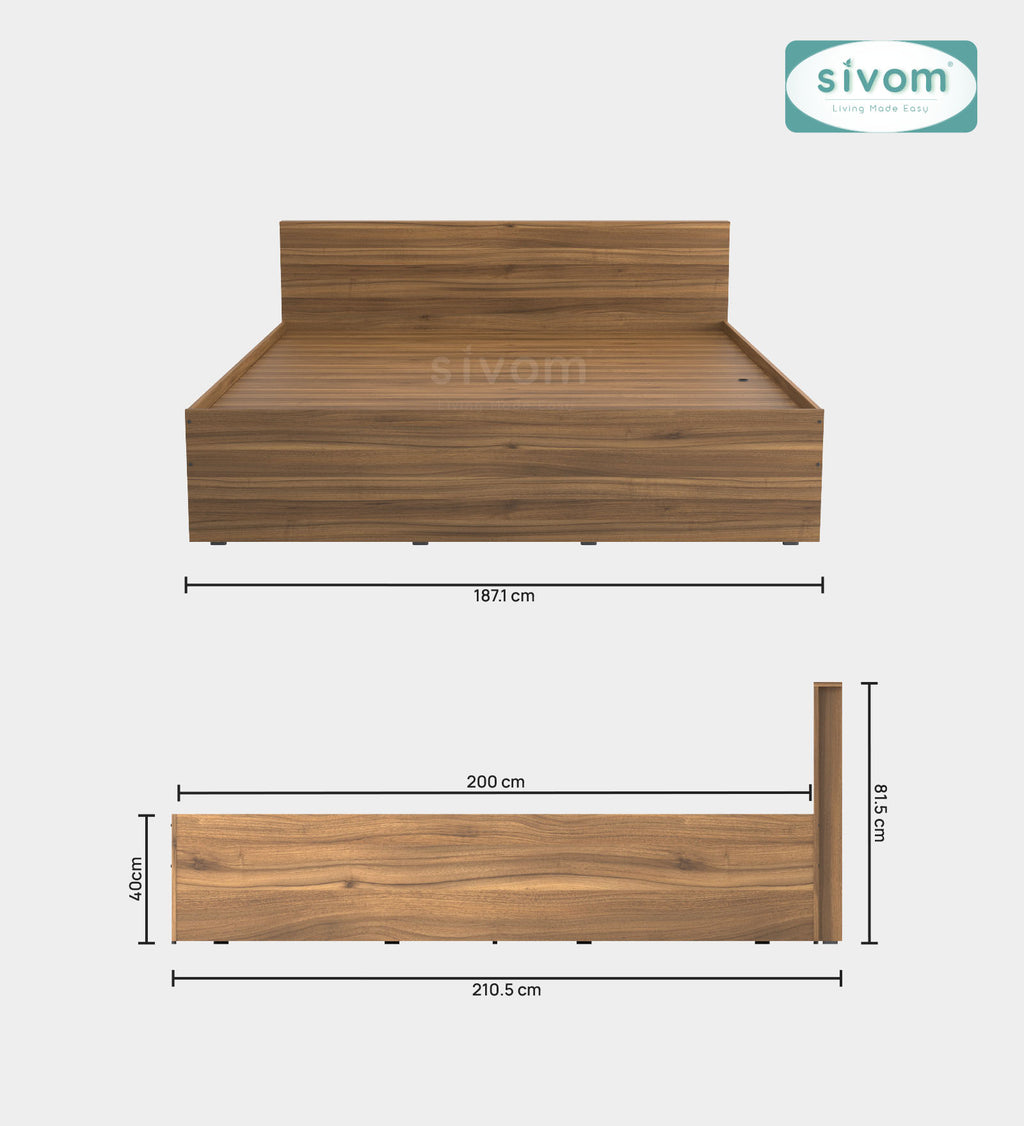 Sivom furniture SIVOM Sleepy Bed with Storage Engineered Wood King Bed Engineered Wood King Bed (Delivery Condition - Knock Down)