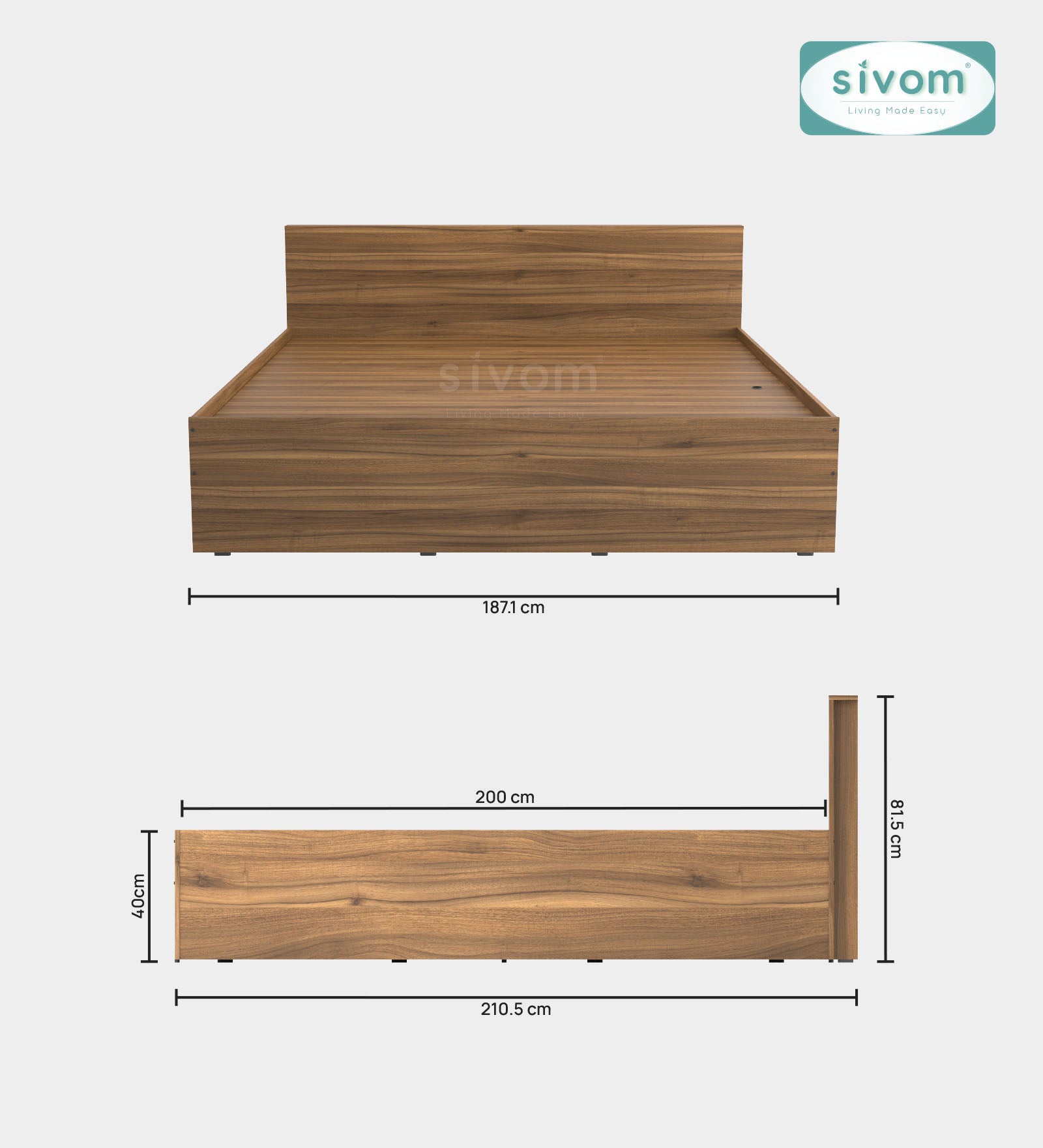 Sivom furniture SIVOM Sleepy Bed with Storage Engineered Wood King Bed Engineered Wood King Bed (Delivery Condition - Knock Down)