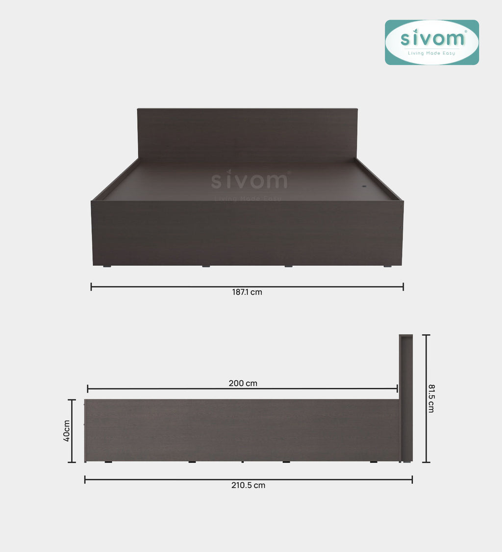 Sivom furniture SIVOM Sleepy Bed with Storage Engineered Wood King Bed Engineered Wood King Bed (Delivery Condition - Knock Down)