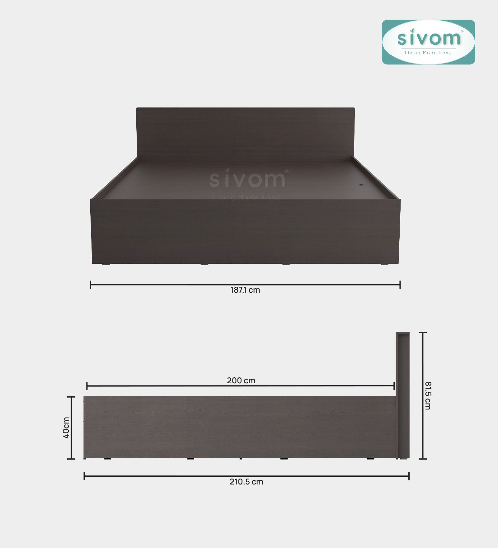 Sivom furniture SIVOM Sleepy Bed with Storage Engineered Wood King Bed Engineered Wood King Bed (Delivery Condition - Knock Down)
