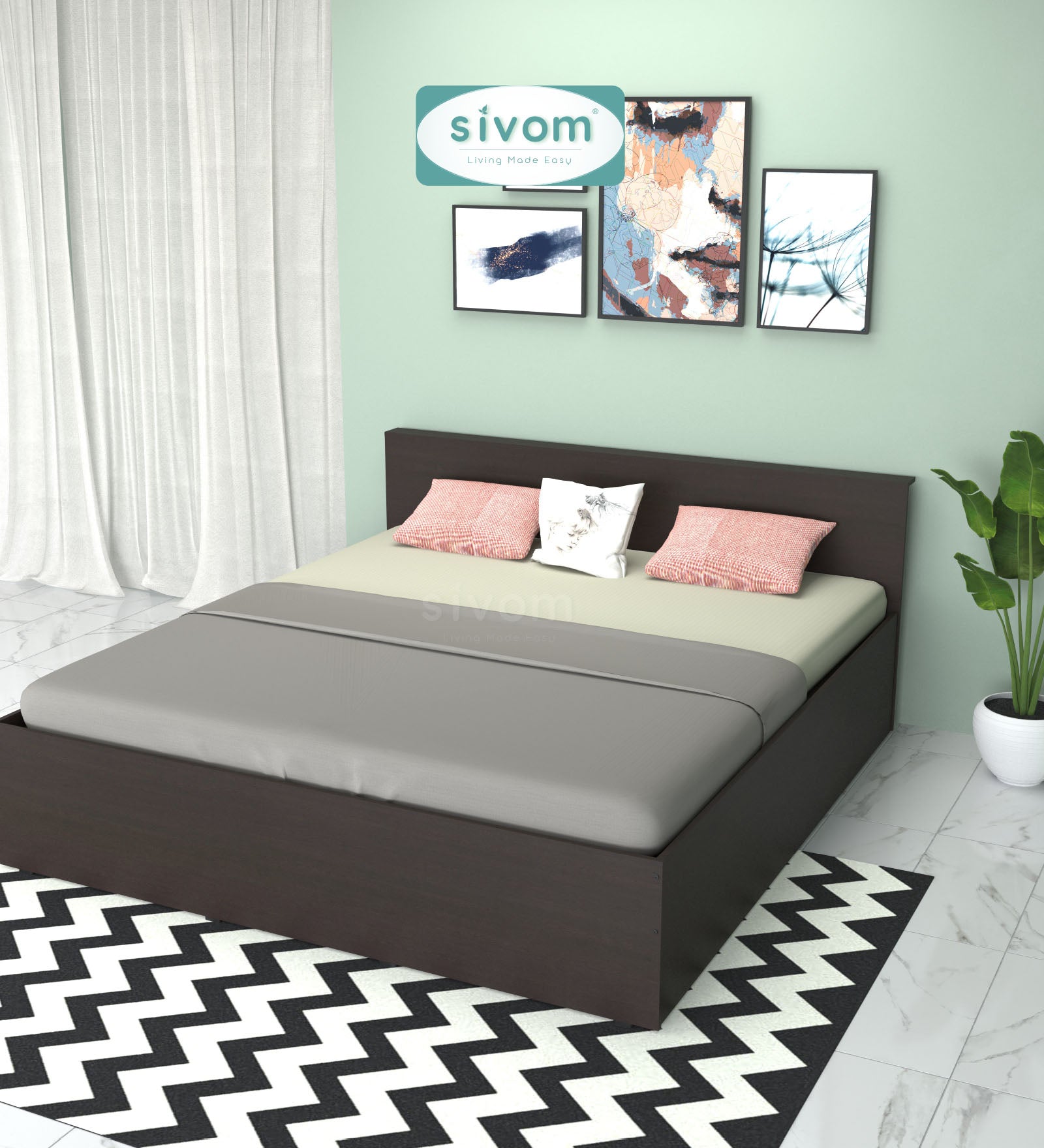 Sivom furniture SIVOM Sleepy Bed with Storage Engineered Wood King Bed Engineered Wood King Bed (Delivery Condition - Knock Down)