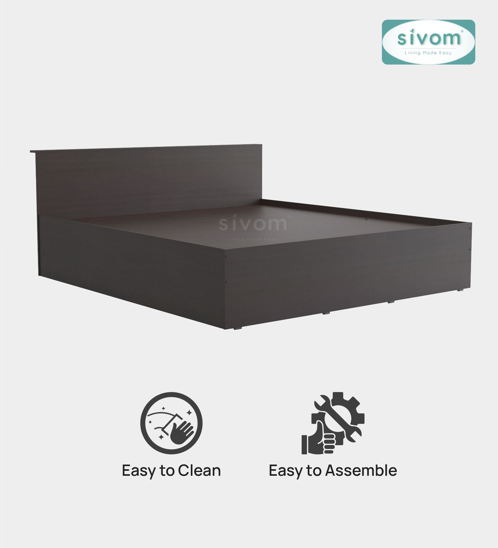 Sivom furniture SIVOM Sleepy Bed with Storage Engineered Wood King Bed Engineered Wood King Bed (Delivery Condition - Knock Down)