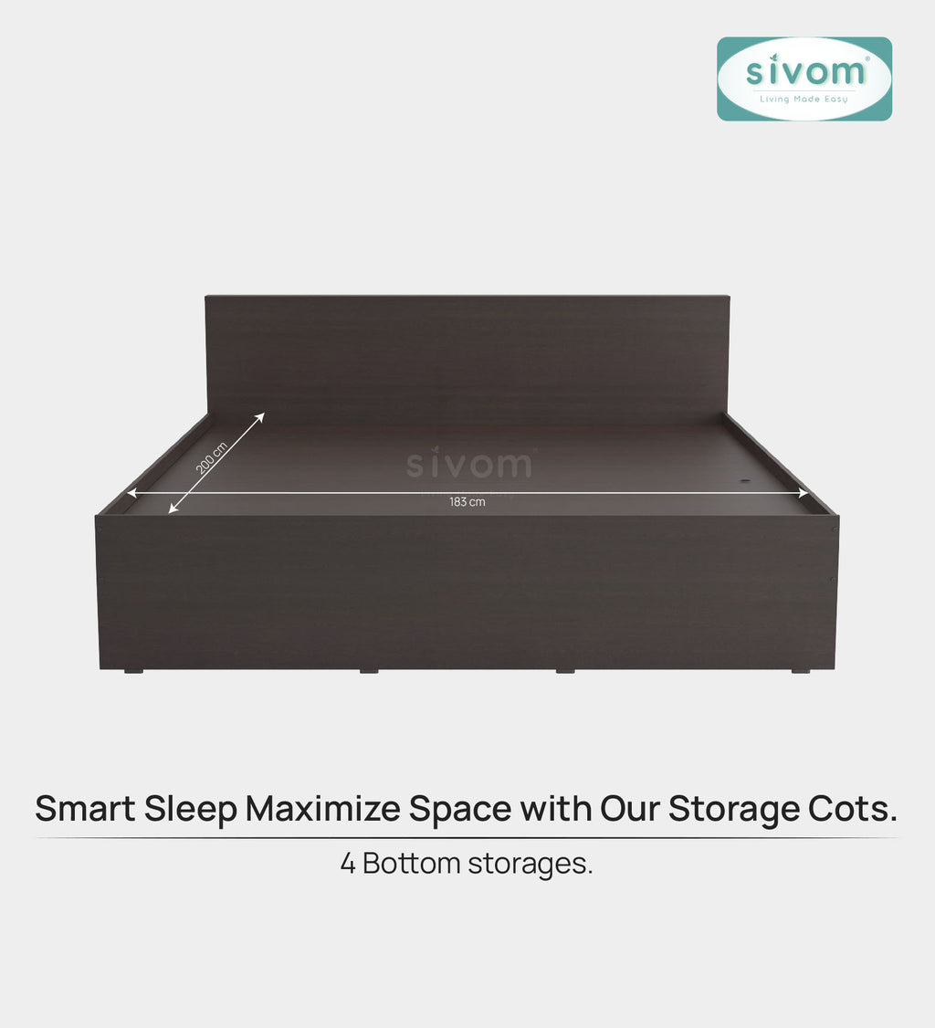 Sivom furniture SIVOM Sleepy Bed with Storage Engineered Wood King Bed Engineered Wood King Bed (Delivery Condition - Knock Down)