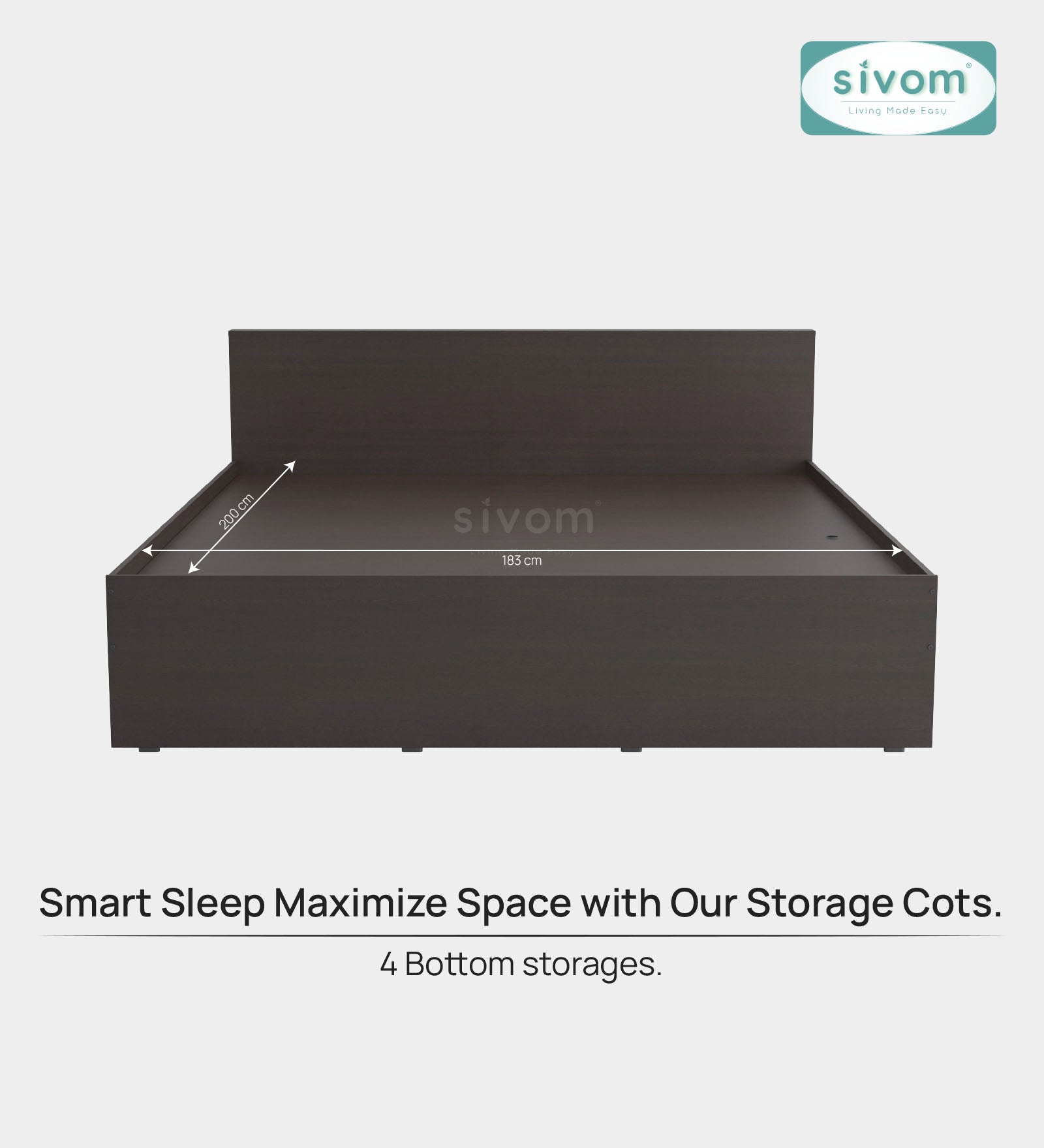 Sivom furniture SIVOM Sleepy Bed with Storage Engineered Wood King Bed Engineered Wood King Bed (Delivery Condition - Knock Down)