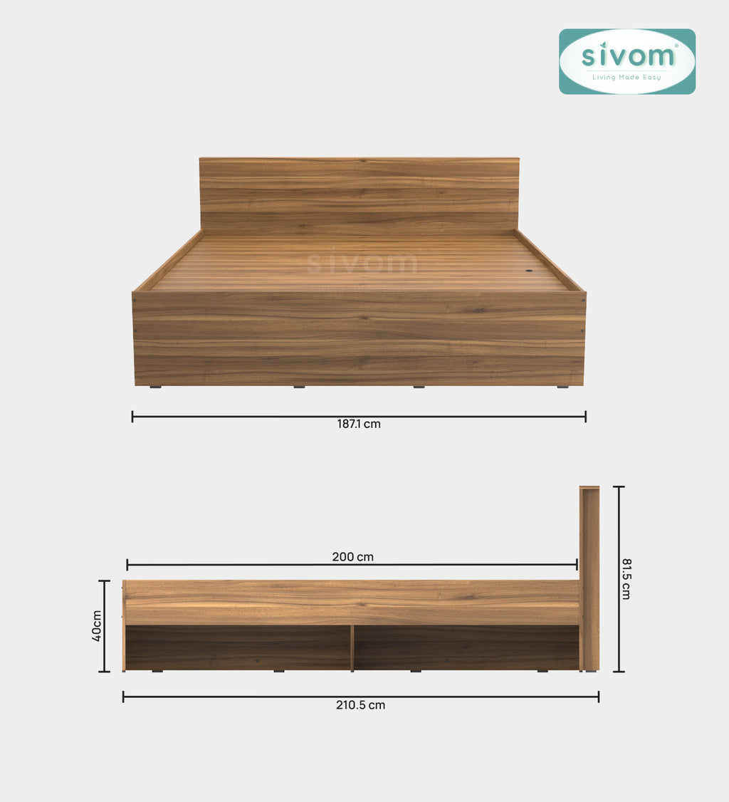 Sivom SIVOM Sleepy Bed without Storage Engineered Wood King Bed Engineered Wood King Bed (Delivery Condition - Knock Down)