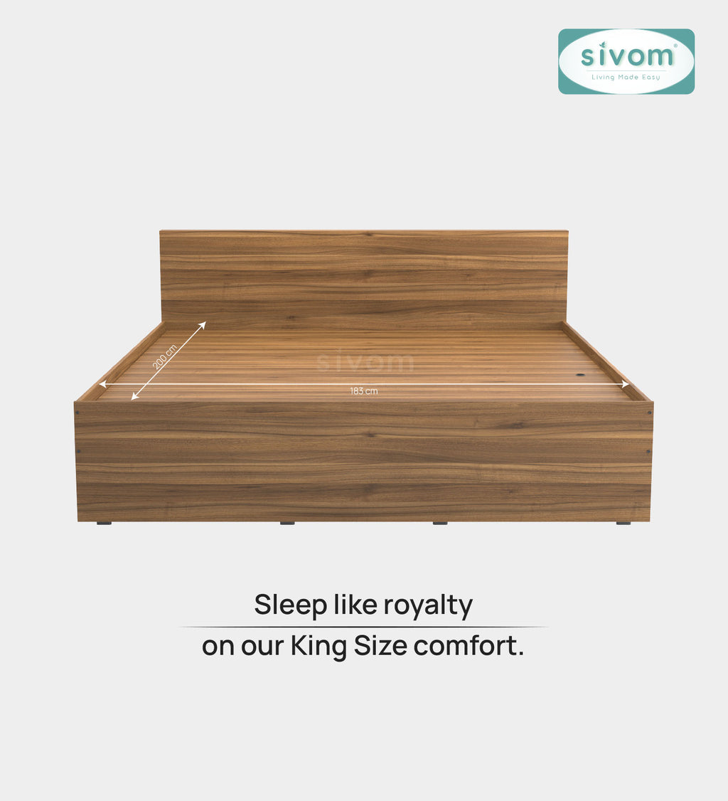 Sivom SIVOM Sleepy Bed without Storage Engineered Wood King Bed Engineered Wood King Bed (Delivery Condition - Knock Down)