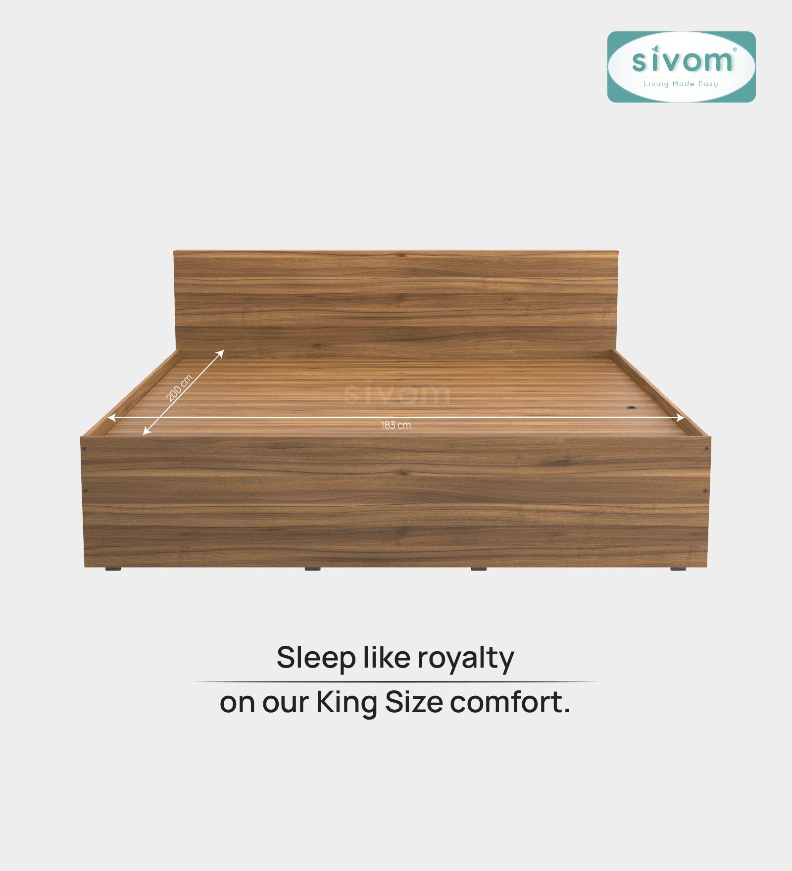Sivom SIVOM Sleepy Bed without Storage Engineered Wood King Bed Engineered Wood King Bed (Delivery Condition - Knock Down)