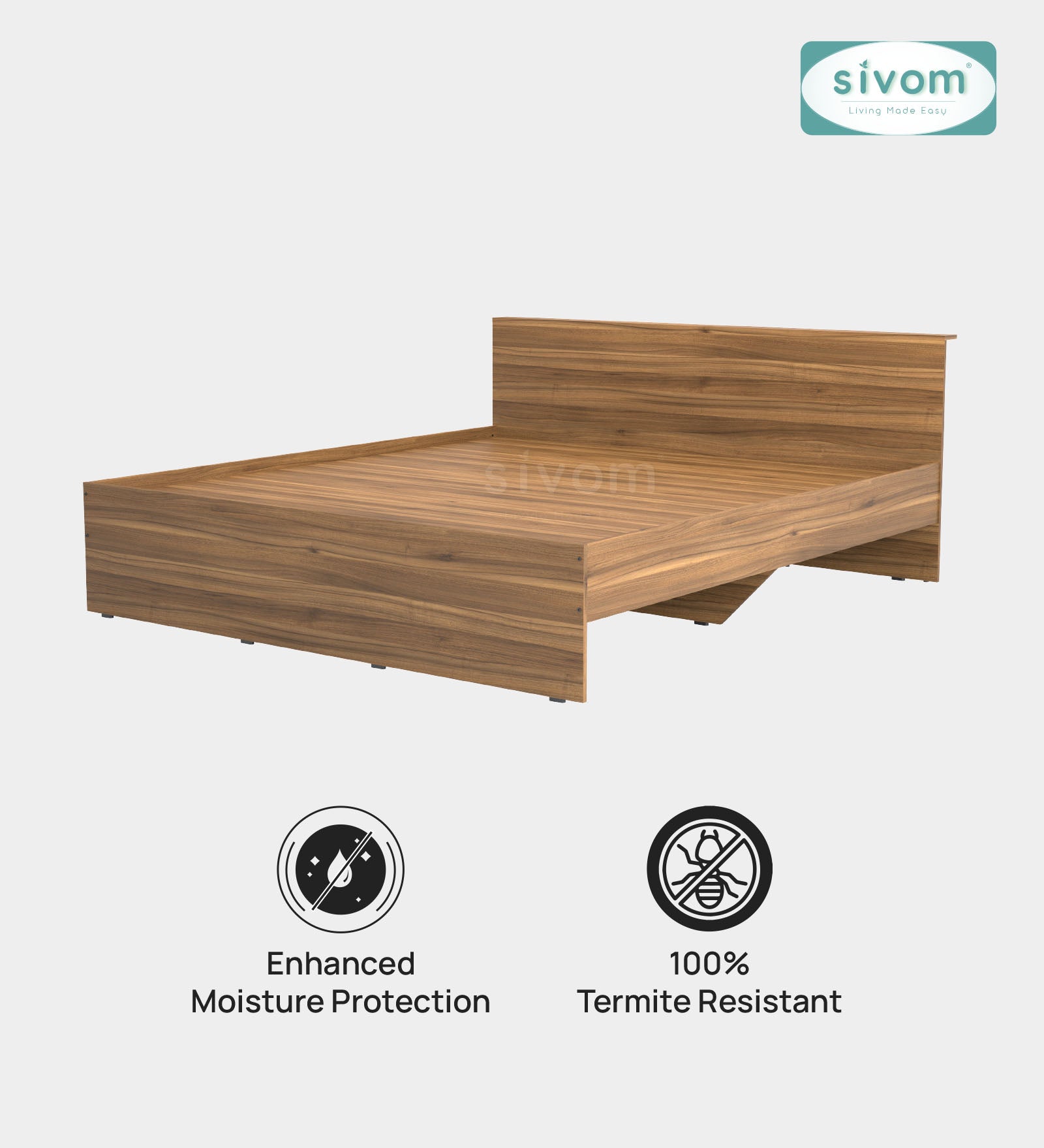 Sivom SIVOM Sleepy Bed without Storage Engineered Wood King Bed Engineered Wood King Bed (Delivery Condition - Knock Down)