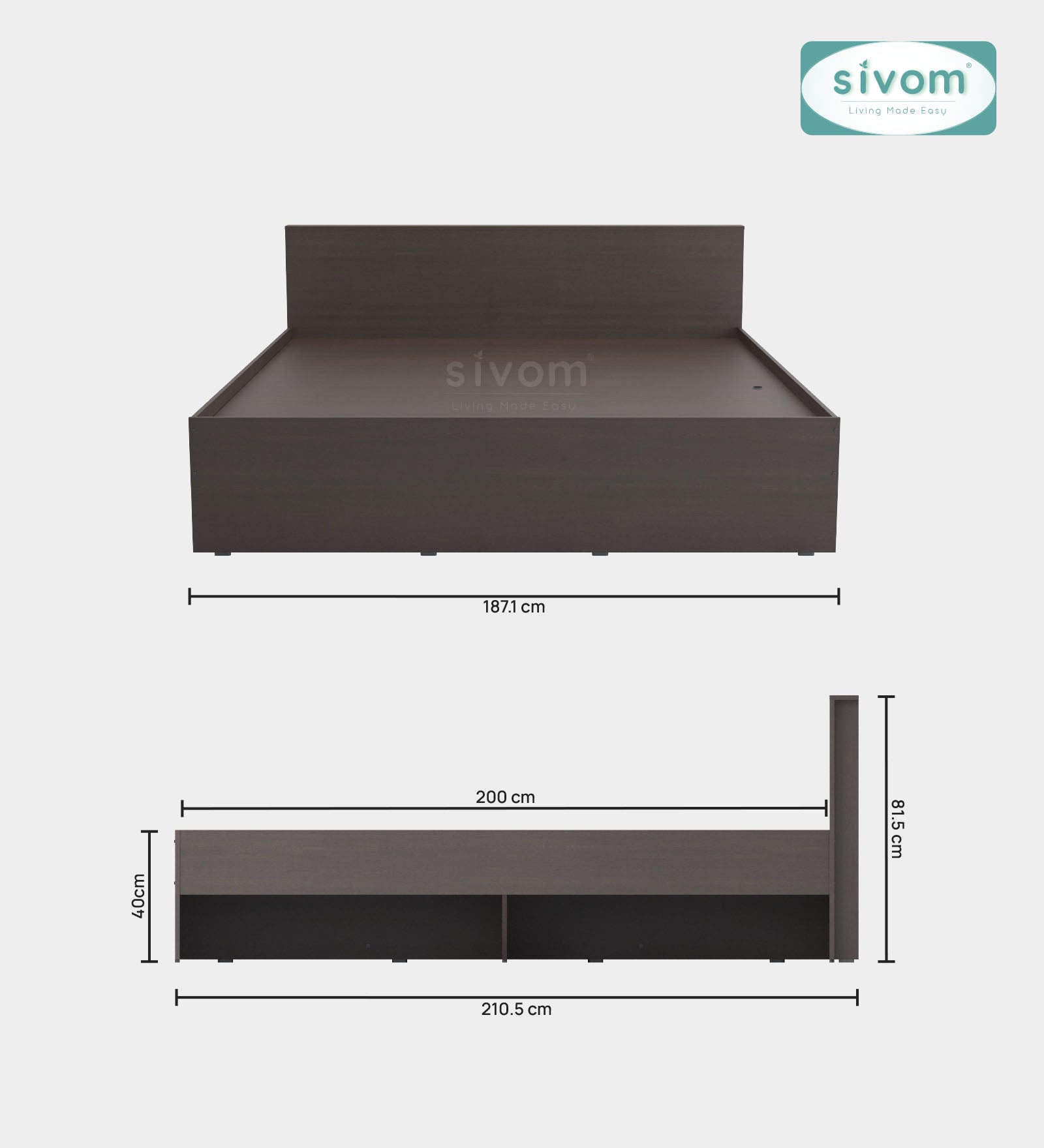 Sivom SIVOM Sleepy Bed without Storage Engineered Wood King Bed Engineered Wood King Bed (Delivery Condition - Knock Down)
