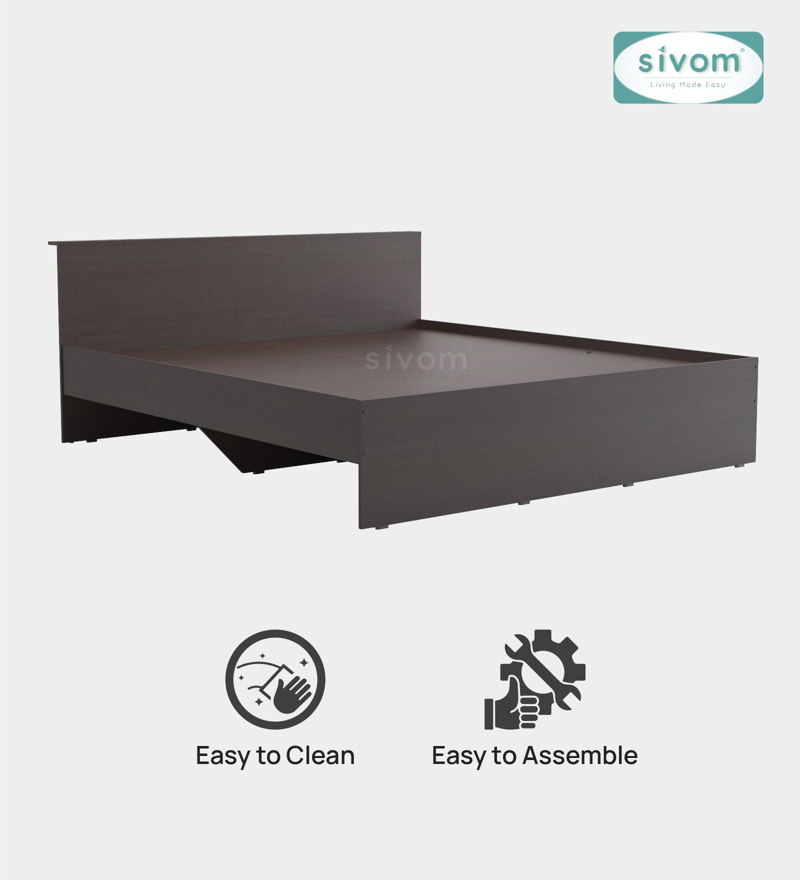 Sivom SIVOM Sleepy Bed without Storage Engineered Wood King Bed Engineered Wood King Bed (Delivery Condition - Knock Down)