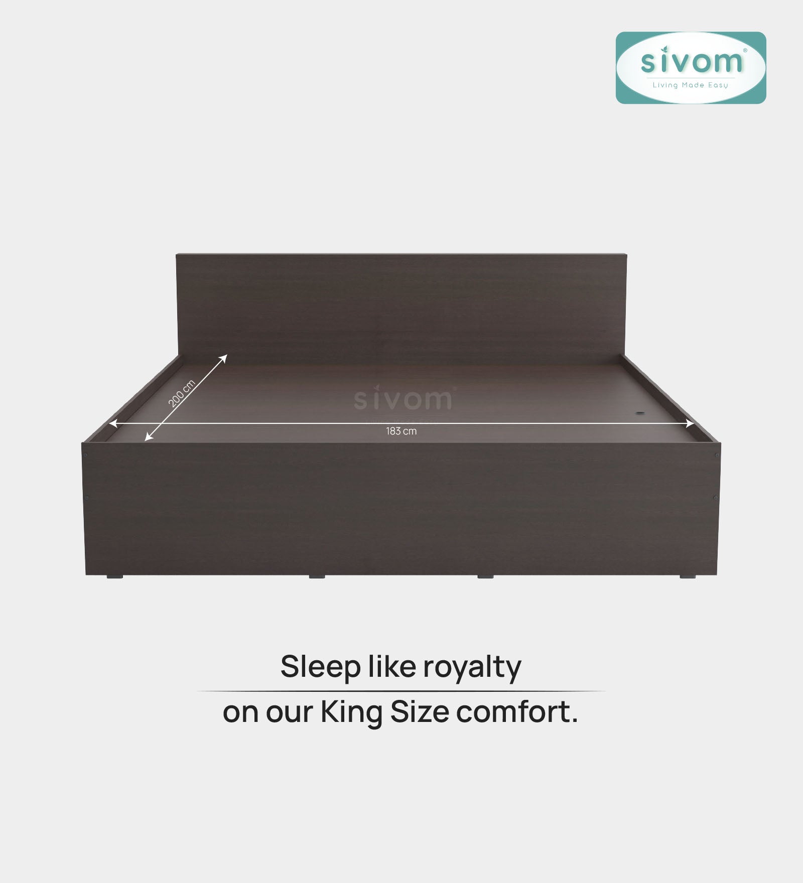 Sivom SIVOM Sleepy Bed without Storage Engineered Wood King Bed Engineered Wood King Bed (Delivery Condition - Knock Down)