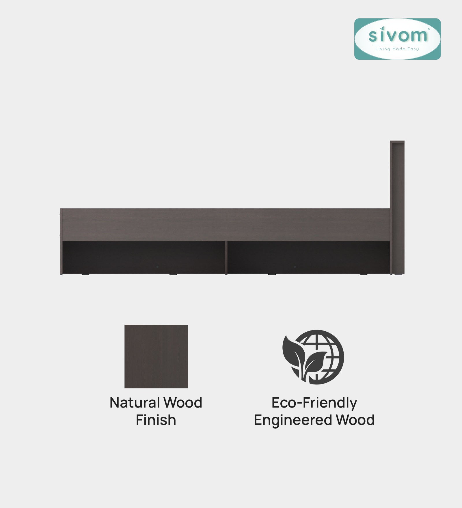 Sivom SIVOM Sleepy Bed without Storage Engineered Wood King Bed Engineered Wood King Bed (Delivery Condition - Knock Down)